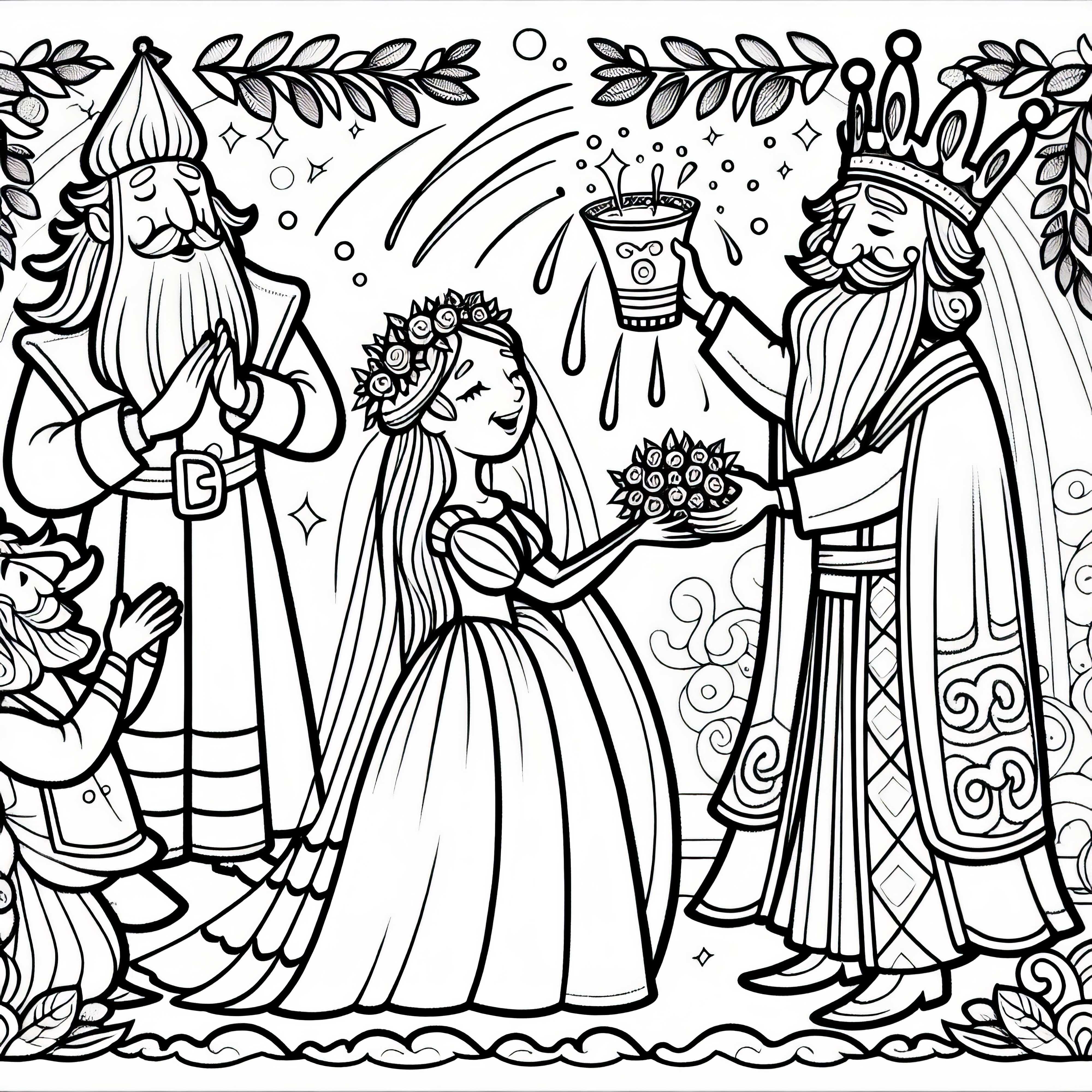 The brave little tailor marries the princess: Coloring page for fairy tale enthusiasts