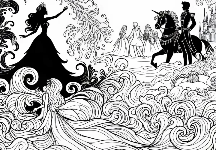 Mermaid with Sea Foam: Coloring Template for Download (Free)