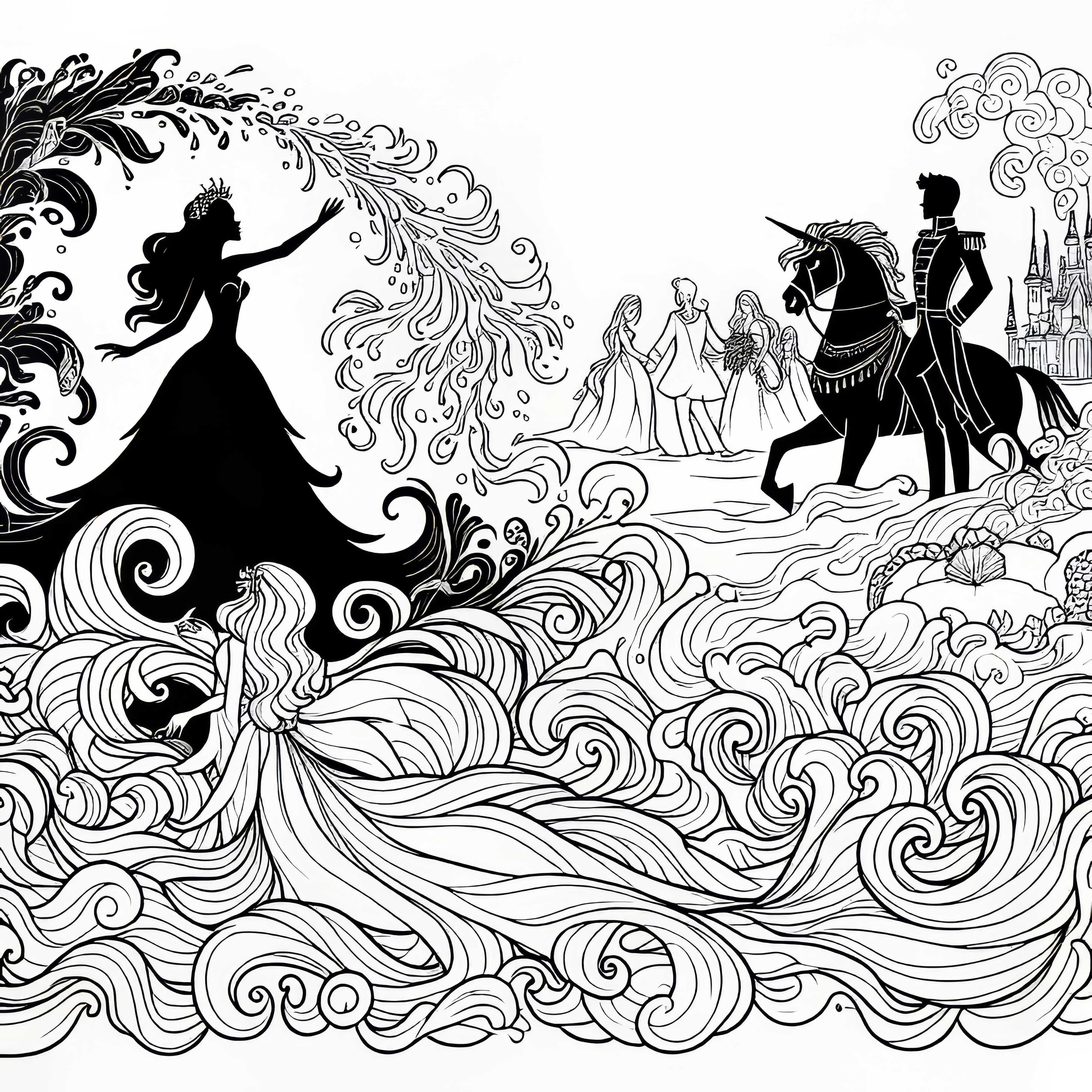 The little mermaid turns into sea foam when the prince marries – Coloring page