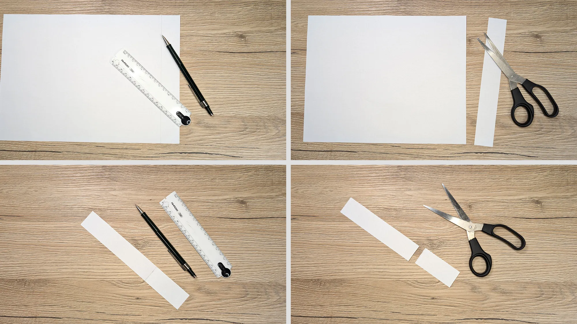 helicoptère-flèche-bricolage-étape-2.jpg Étape 2 de l'hélicoptère-flèche : mesurer et découper une bande de papier de 14 x 3 cm