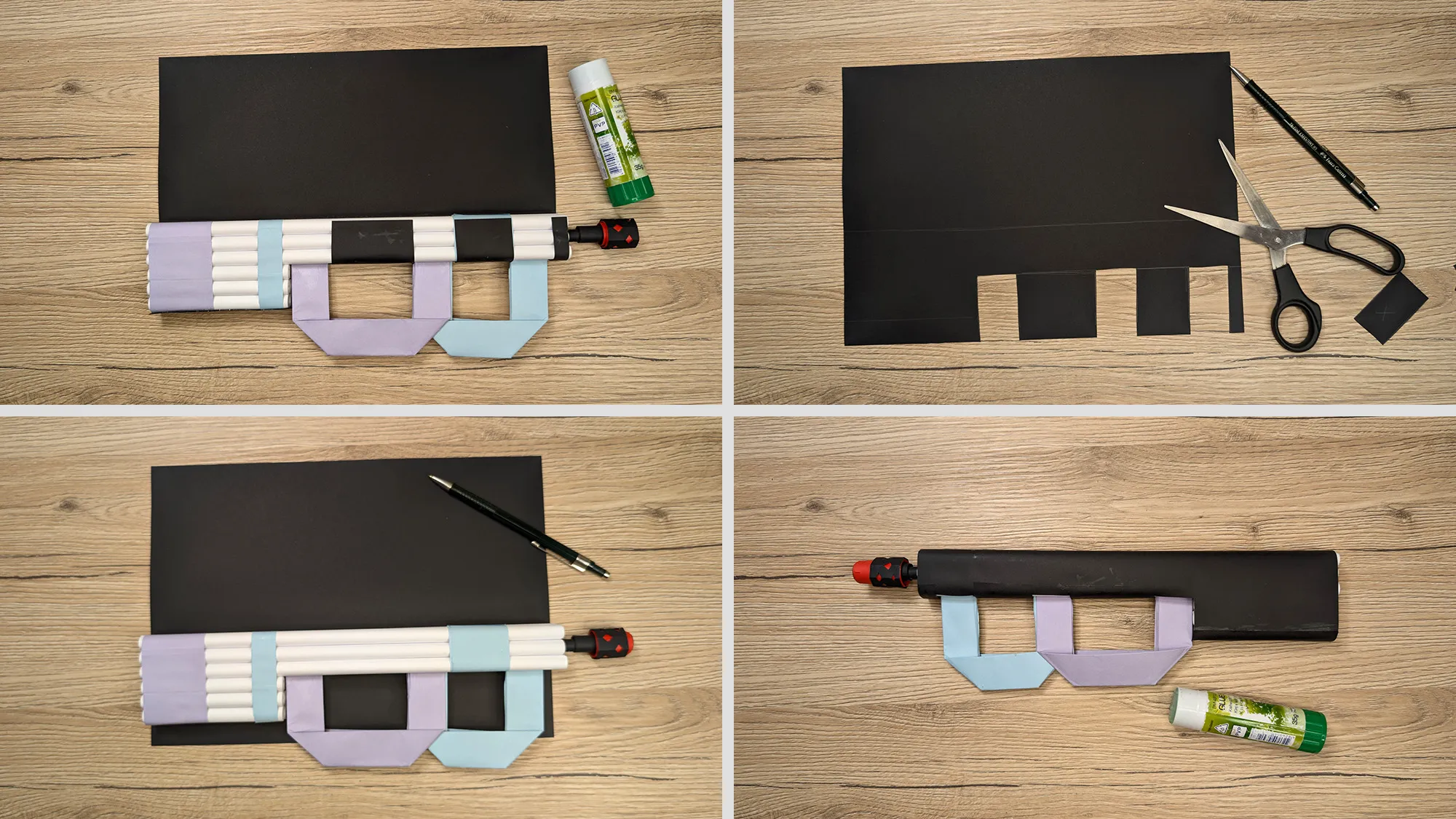 p90-maschinenpistole-aus-papier-bauen-schritt-9.jpg P90 Maschinenpistole aus Papier bauen Schritt 9: zugeschnittenes Blatt um Körper wickeln und kleben