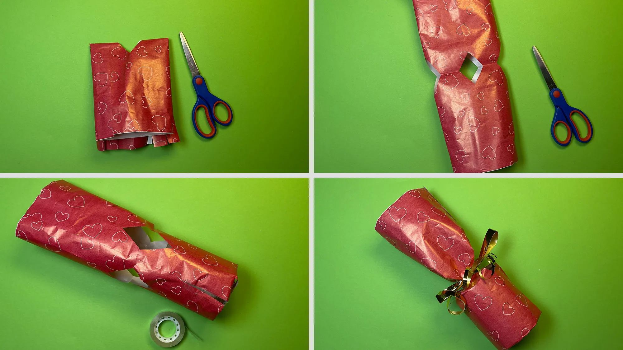 Kerze als Geschenk verpacken Schritt 3: Kerze einsetzen, Boden zukleben und Schleife binden