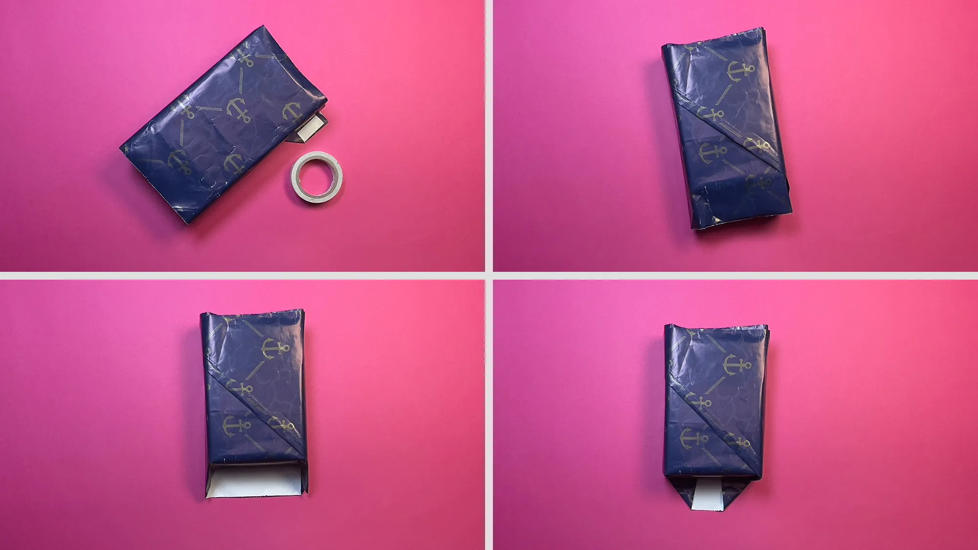 Geschenk verpacken mit Notiz Schritt 2: Seiten zufalten und festkleben