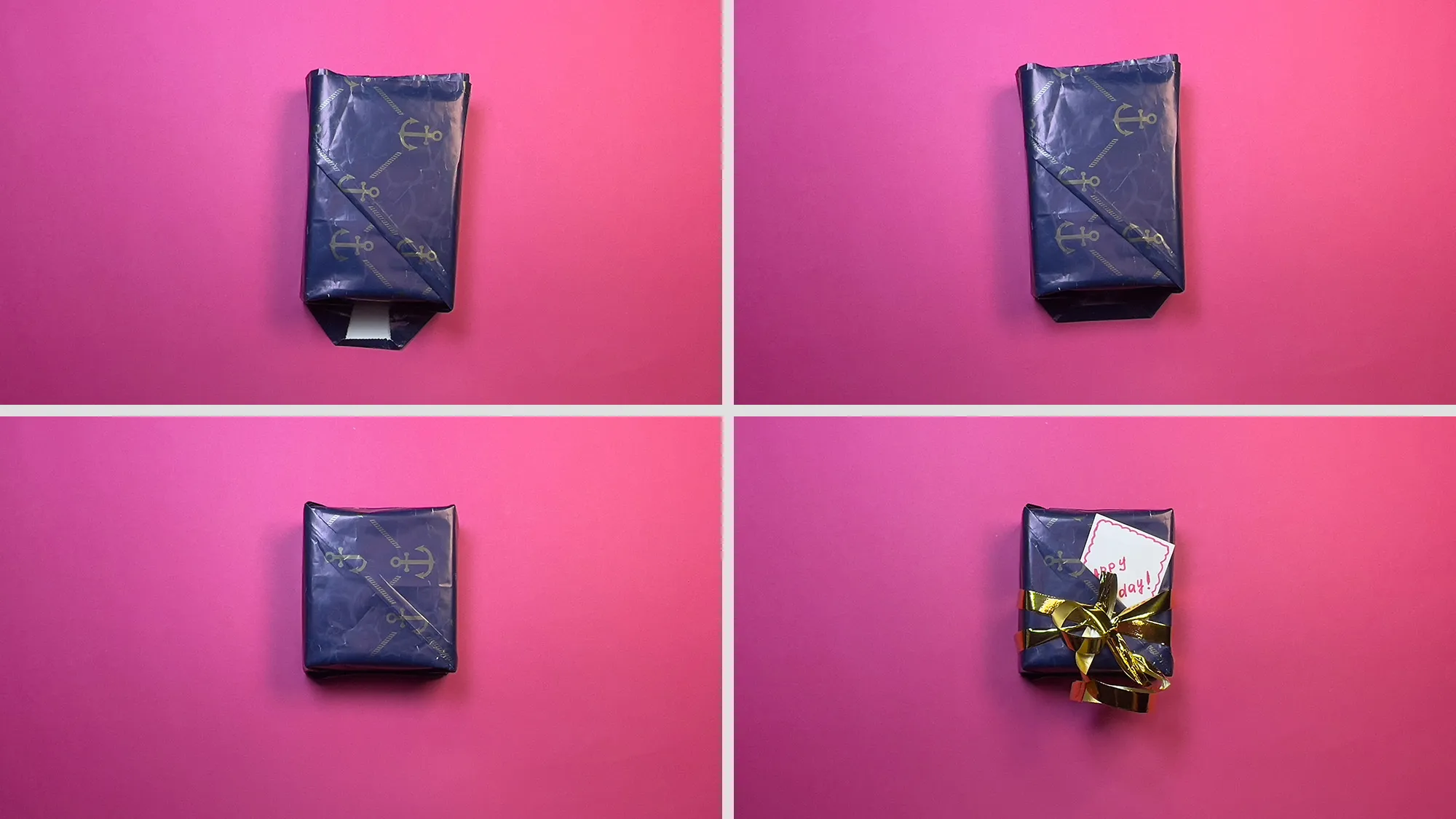 Geschenk verpacken mit Notiz Schritt 3: Notiz in Tasche stecken und Schleife binden