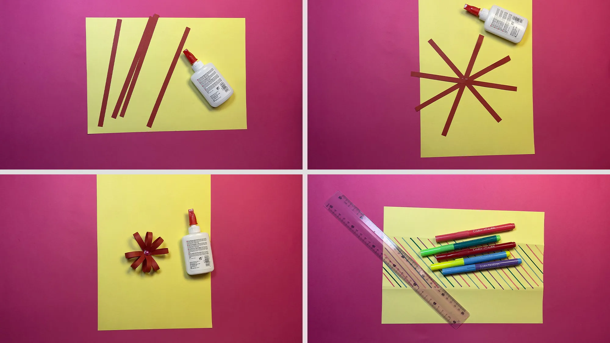 suesse-schokoladen-geschenkverpackung-schritt-1.jpg Süße Schokoladen-Geschenkverpackung Schritt 1: Bunte Papierschleife basteln und Papier mit Streifen bemalen