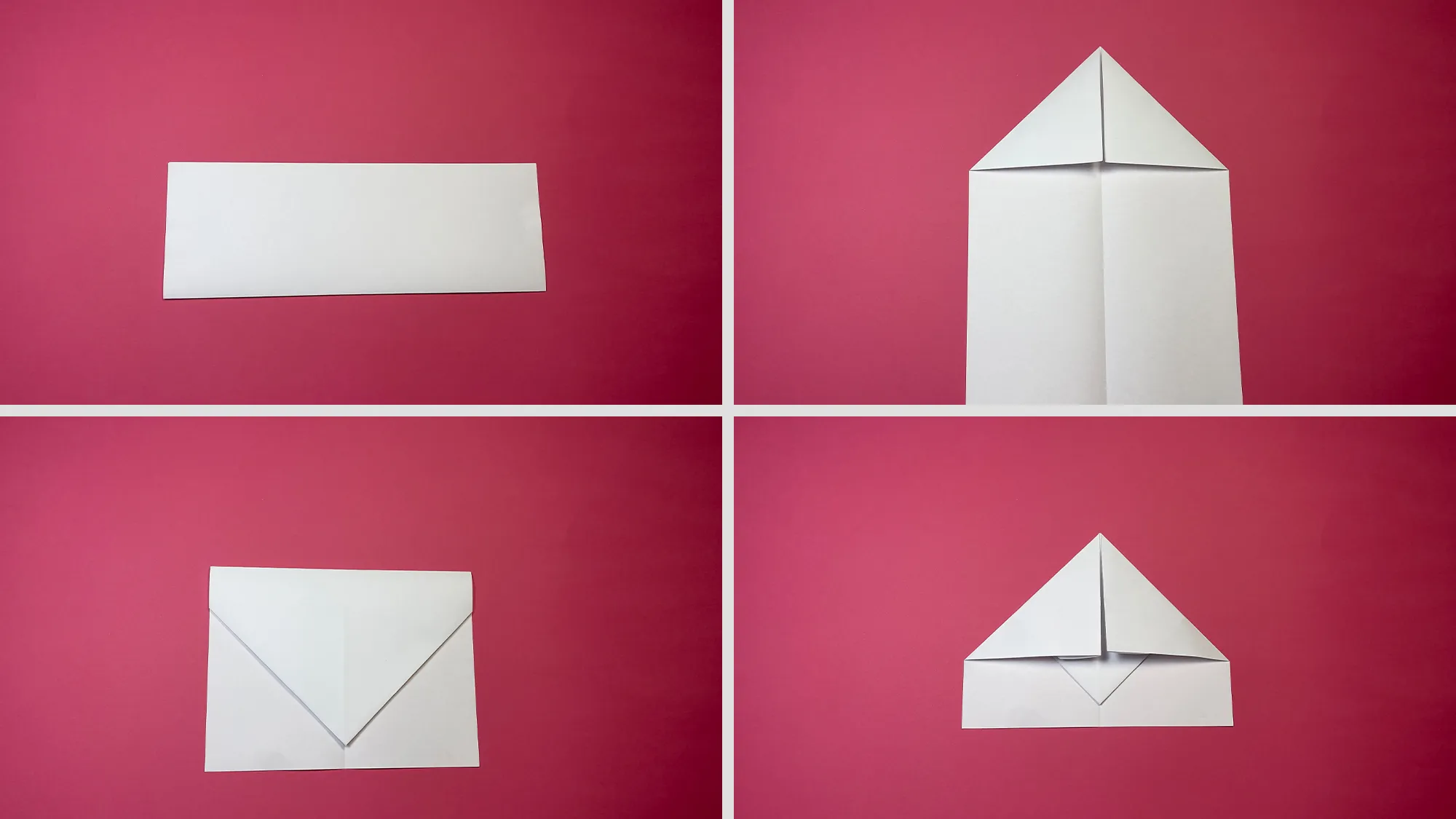 Hase auf Papierflieger Schritt 2: Papier längs gefaltet, um den Körper des Fliegers zu formen