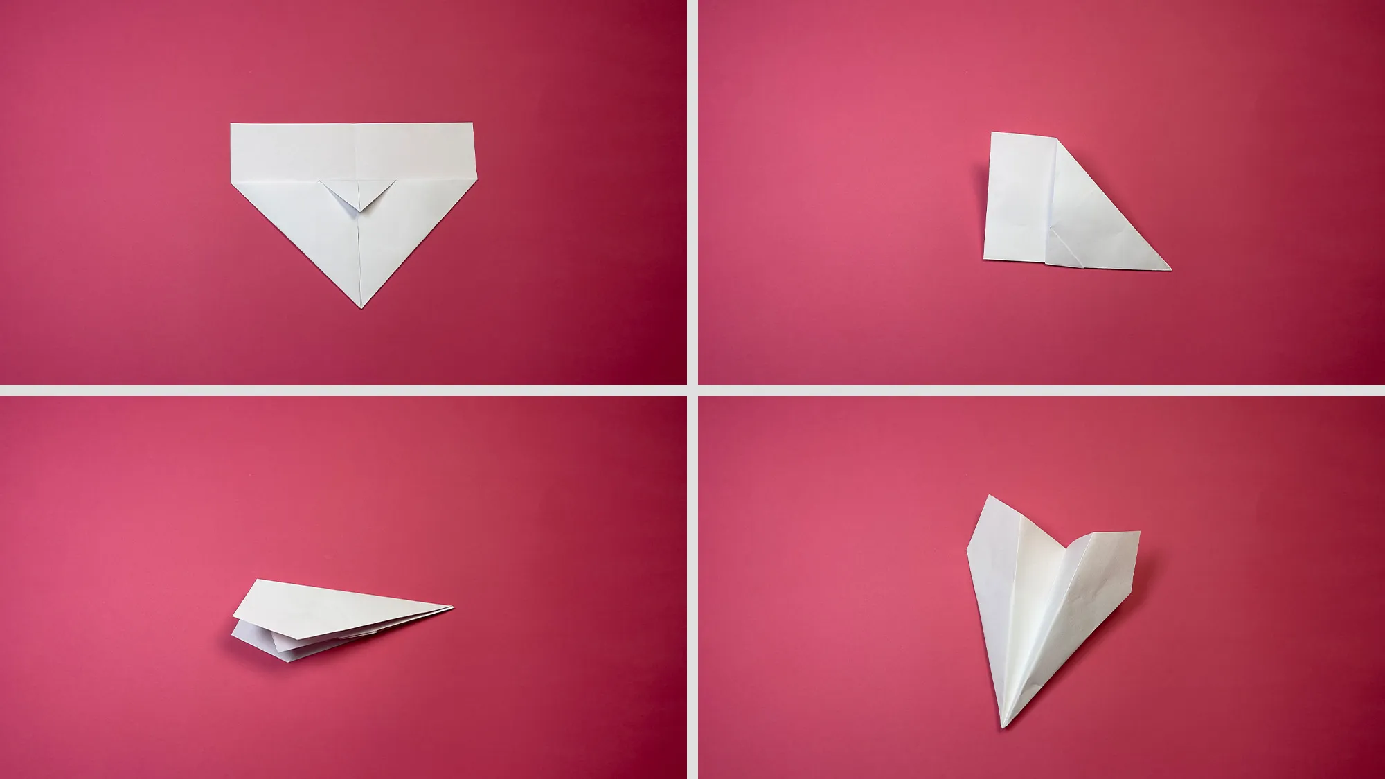 Hase auf Papierflieger Schritt 3: Papierflieger fertig gefaltet, Flügel nach außen gebogen