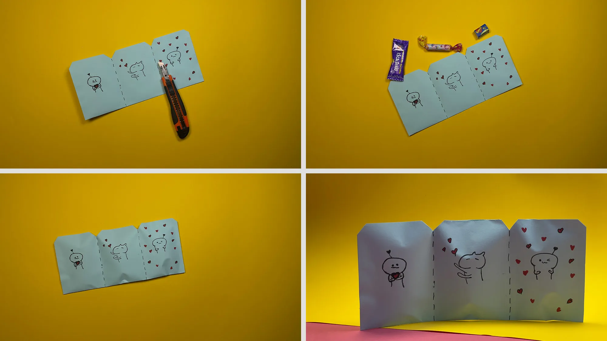 Papier-Geschenktasche Schritt 3: Schlitze schneiden, Taschen befüllen und verschließen