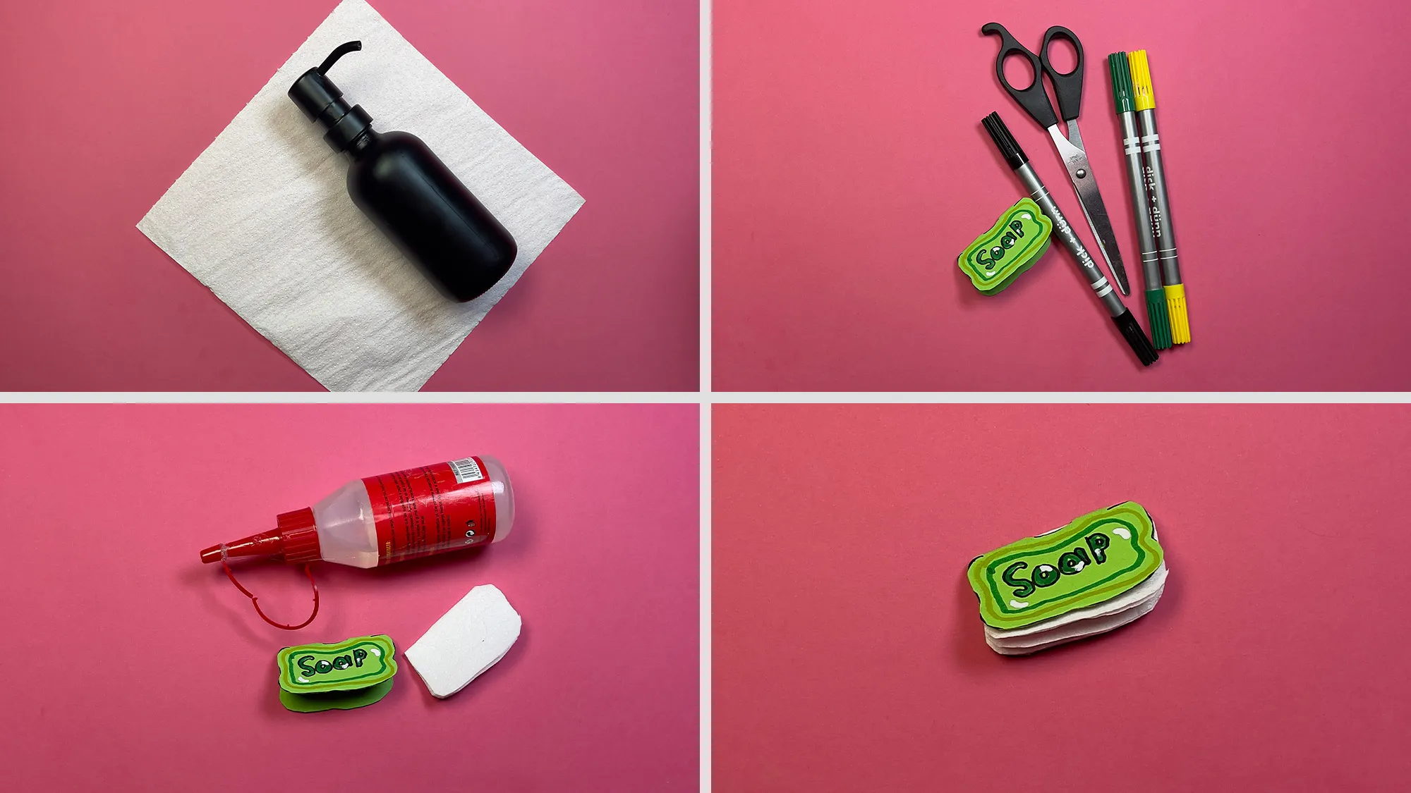 diy-seifen-tuecher-basteln-schritt-2.jpg DIY Mini-Papierseife basteln Schritt 2: Serviette mit Flüssigseife bestreichen, buntes Papier falten und verzieren, getrocknete Serviette einkleben