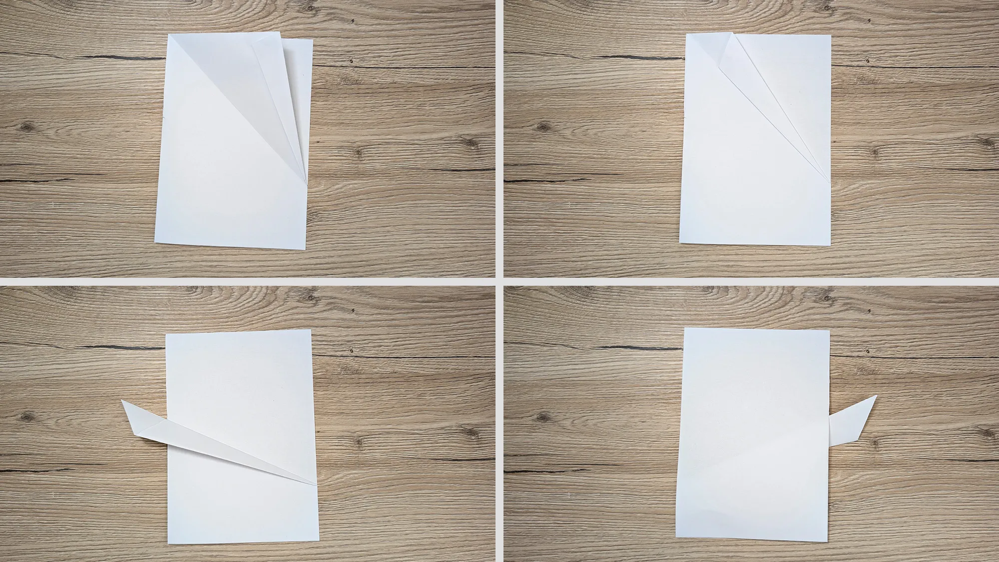 Wave Glider Papierflieger basteln Schritt 3: Ecke in kleinen Schritten gefaltet bis zum Einschnitt in der Mitte