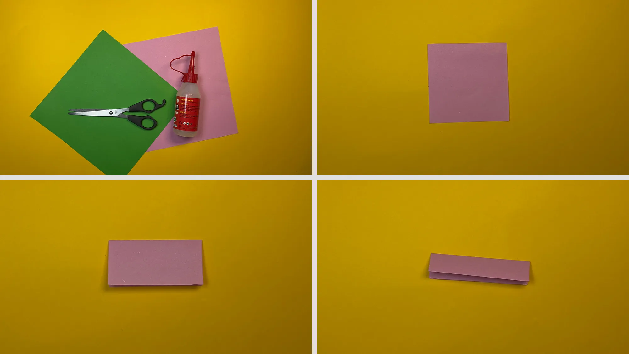 origami-tulpen-basteln-schritt-1.jpg Origami-Tulpen basteln Schritt 1: Quadratisches Papier zweimal gefaltet