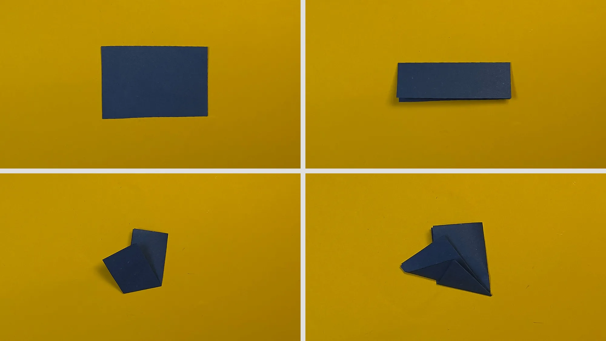 Süße Papierblumen basteln Schritt 1: Papier zu einem Dreieck gefaltet