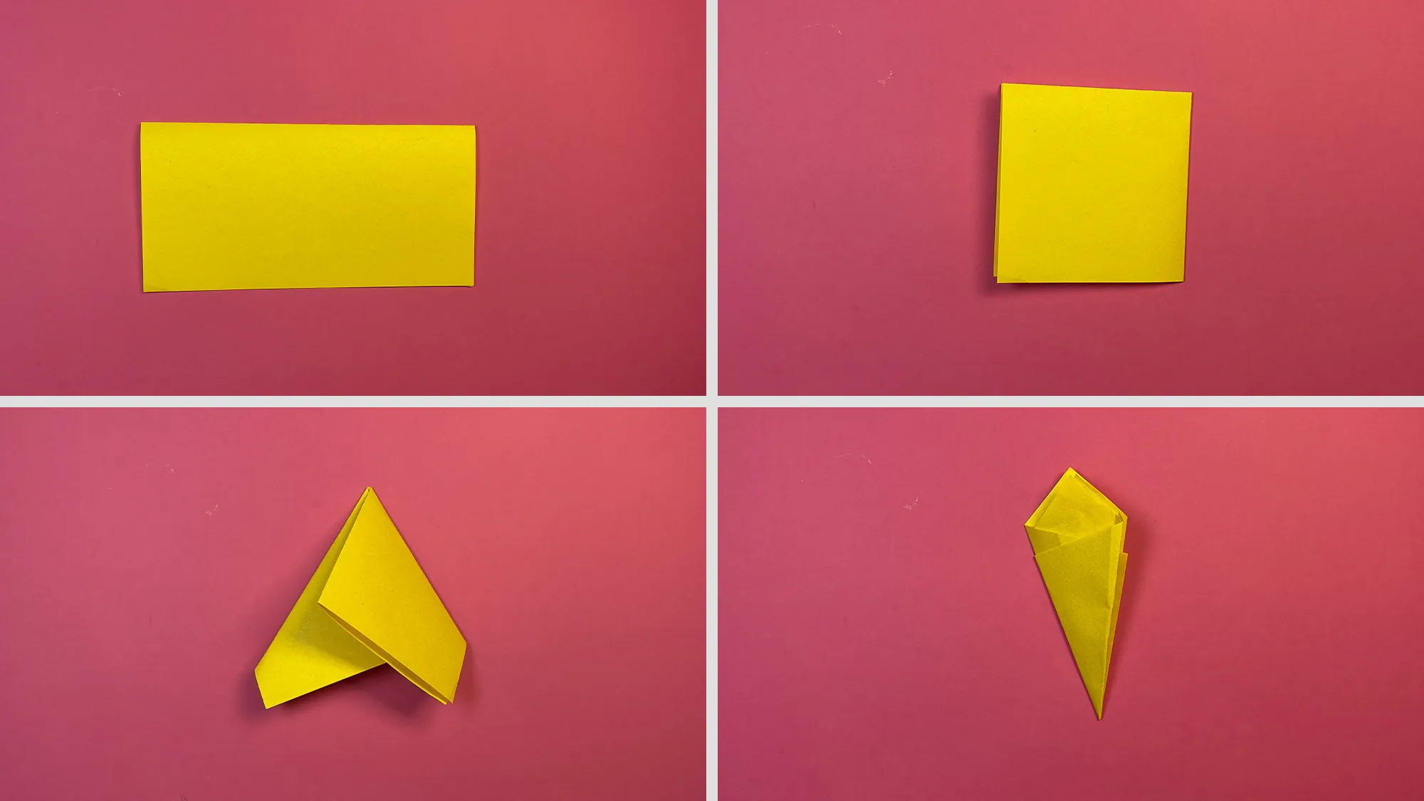 Hübsche Papierblume Schritt 2: Papier zweimal gefaltet und zu einem kegelförmigen Gebilde geformt