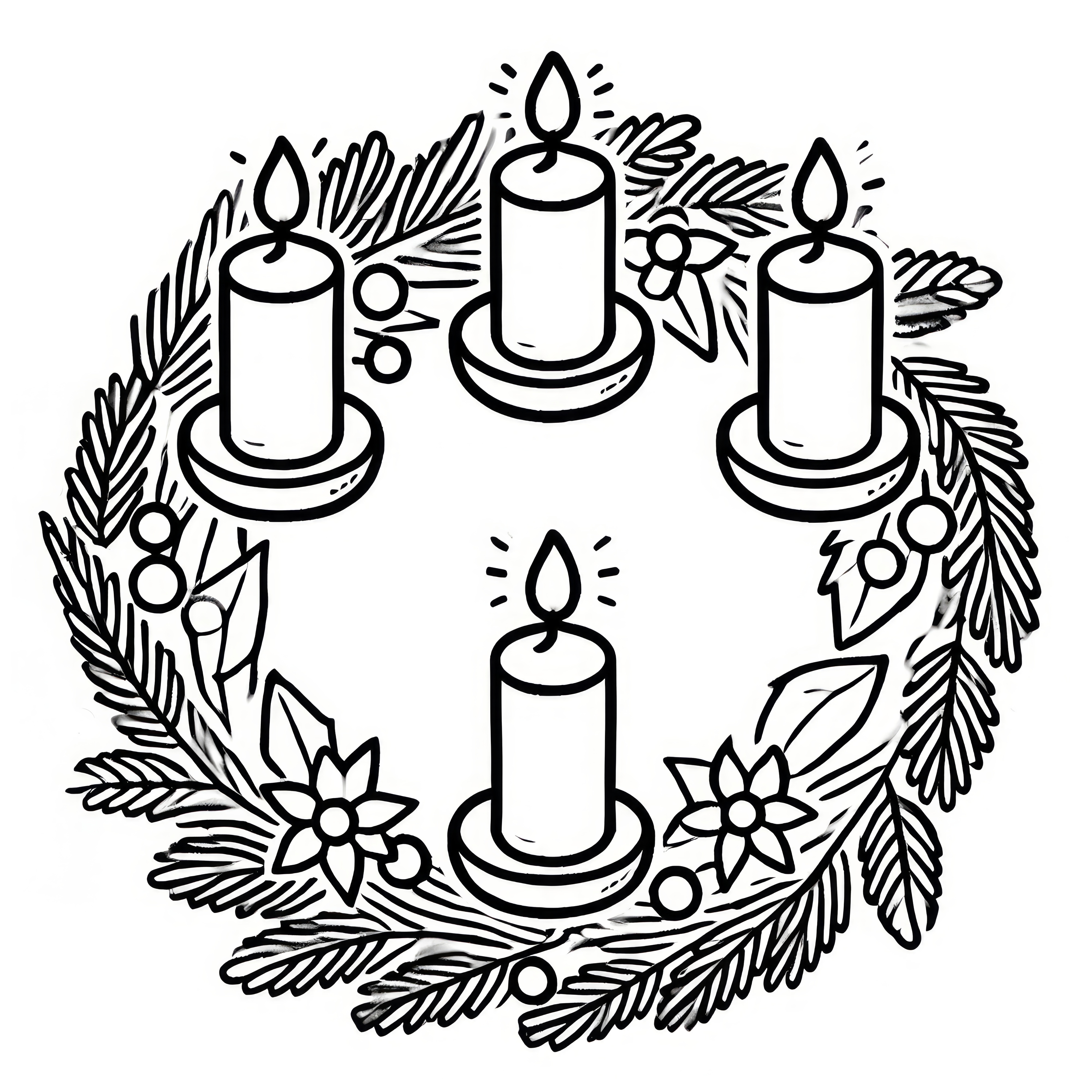 어린이를 위한 간단한 색칠공부로 하는  Adventskranz