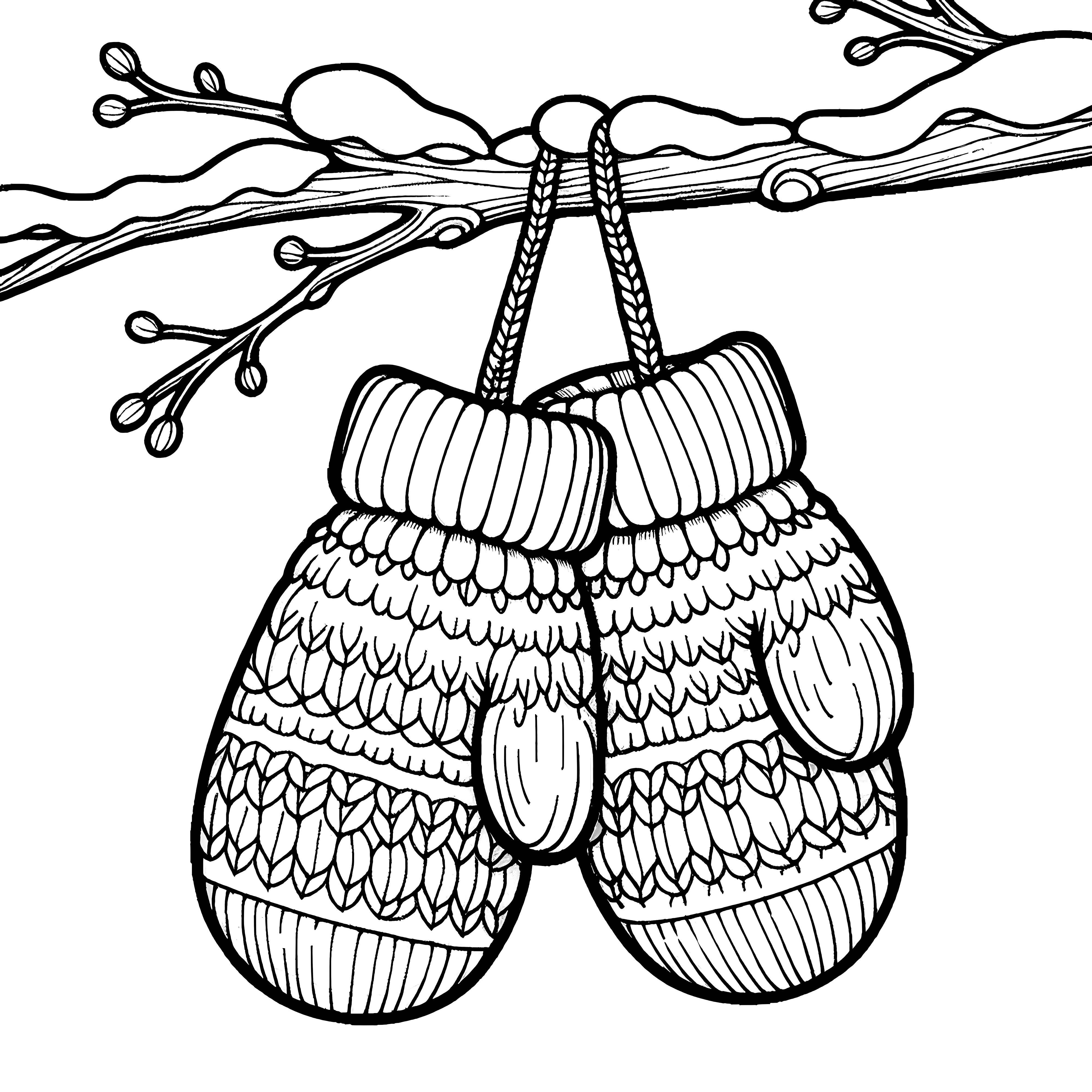 겨울철 장갑: 어린이를위한 색칠 그림