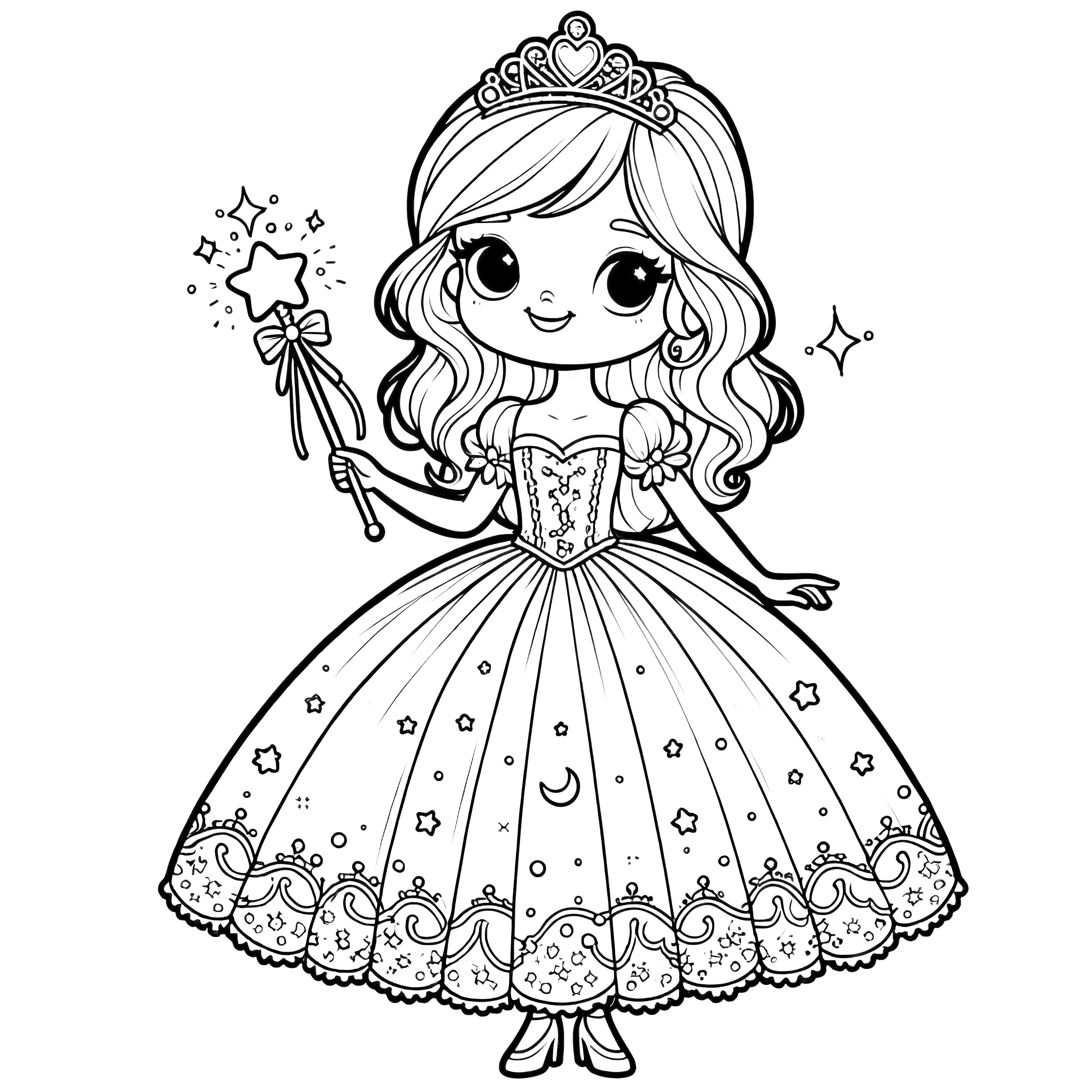 Picture to color: Little Princess Fairy with Magic Wand