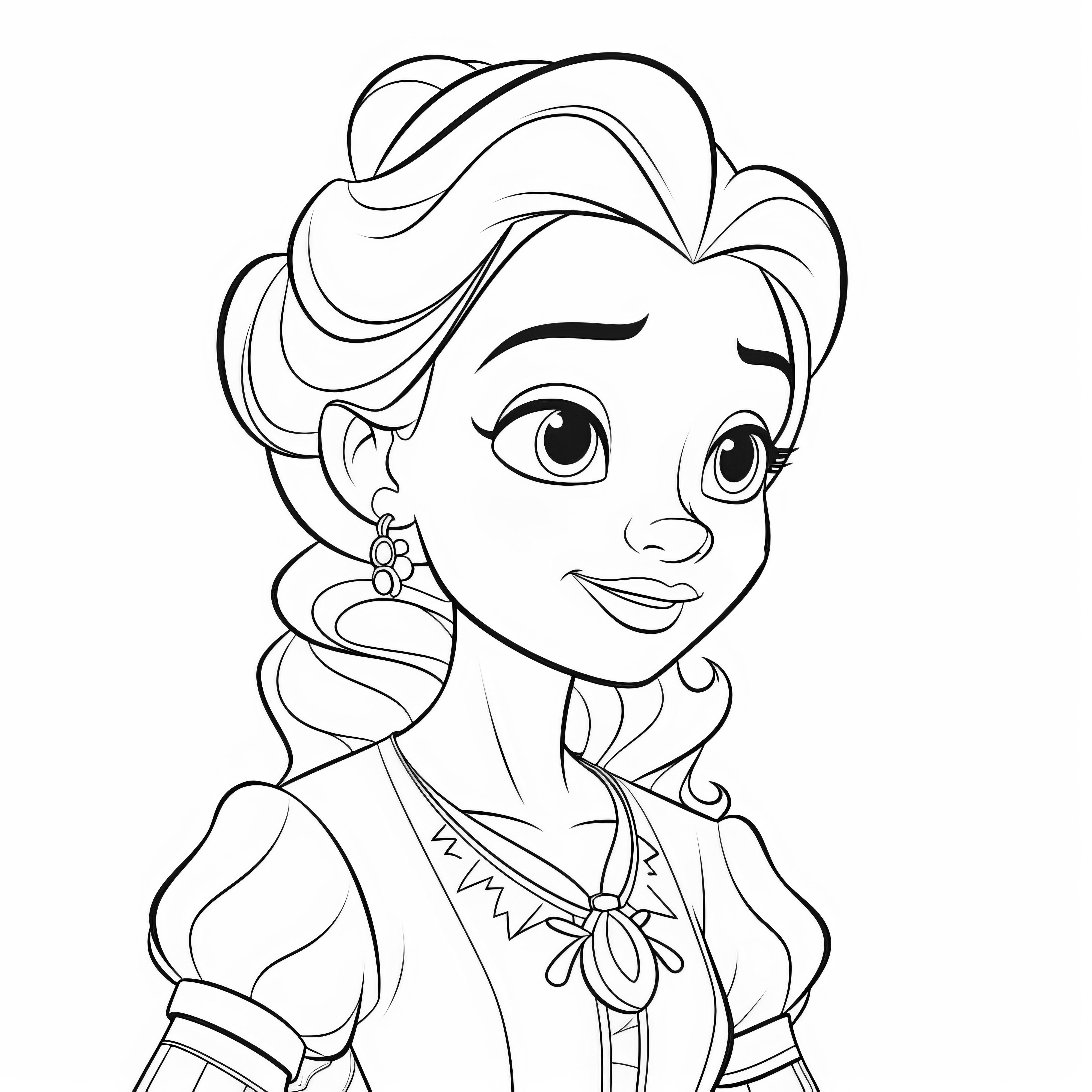 Portrait of a beautiful princess: coloring page for free