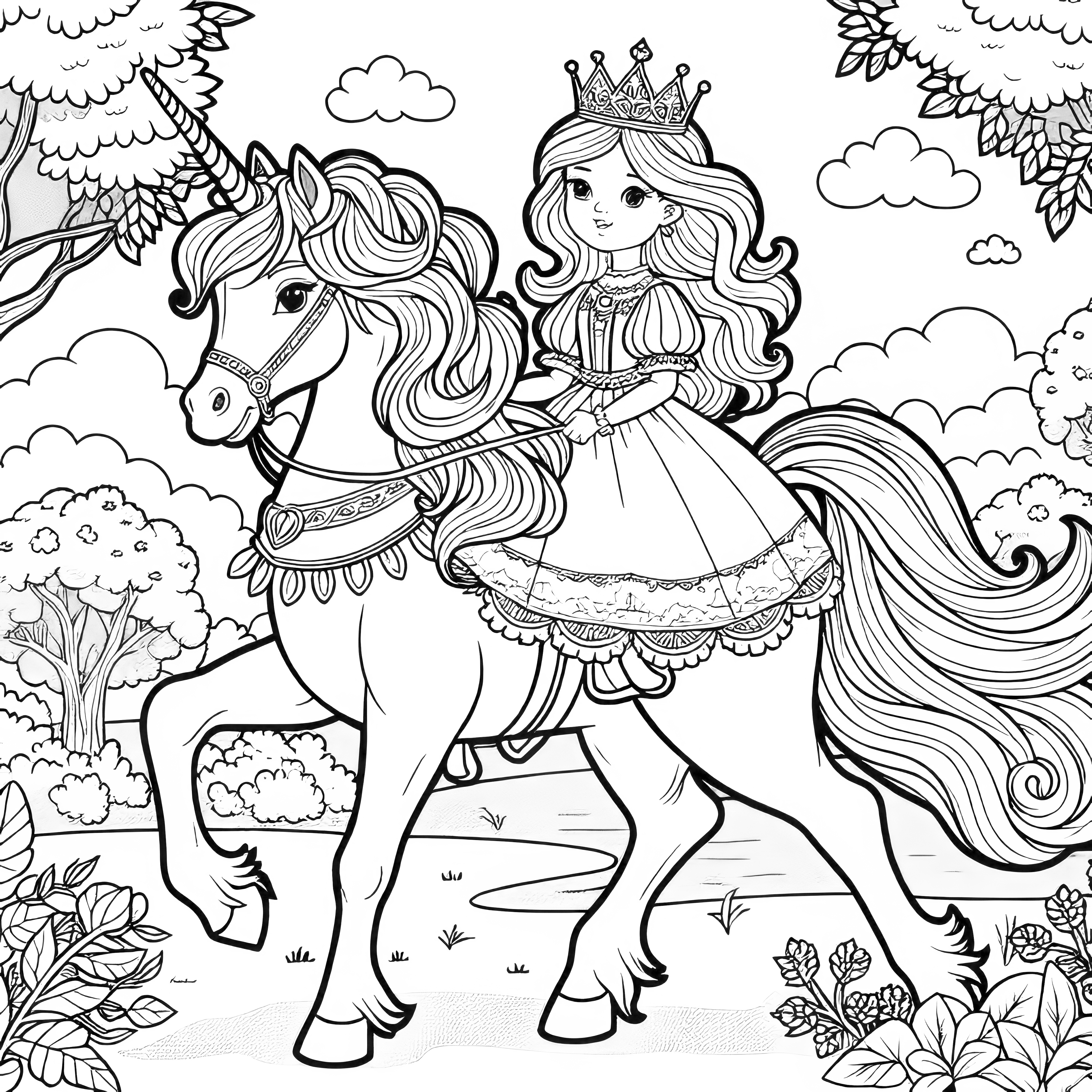 Little princess with a cute unicorn - For download