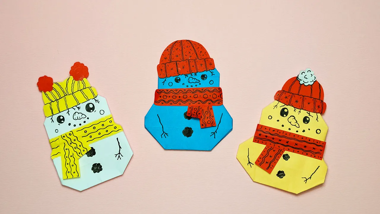 Boneka salju origami: Petunjuk langkah demi langkah dengan foto. Gambar 7