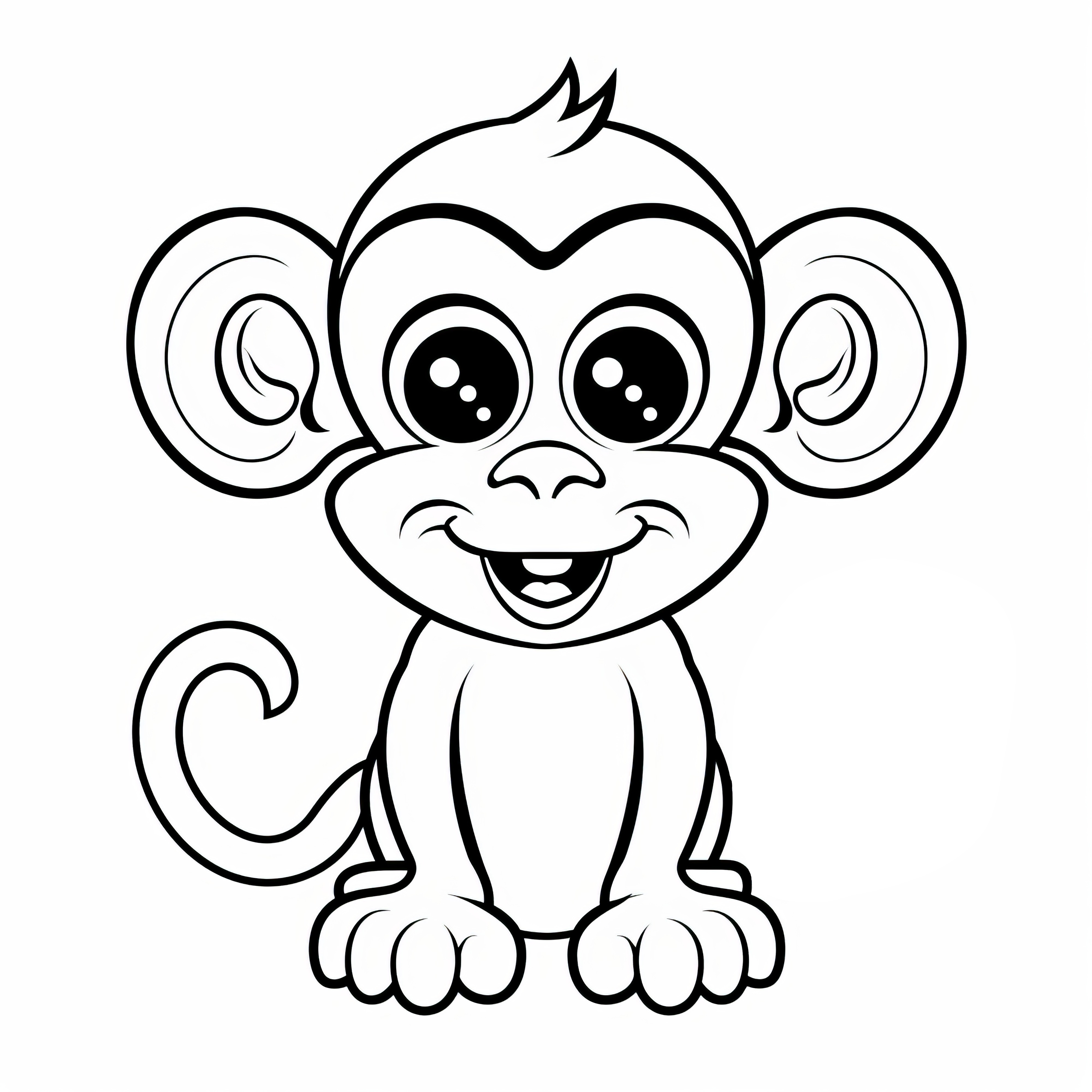 Happy monkey with big eyes: Coloring page available for free download