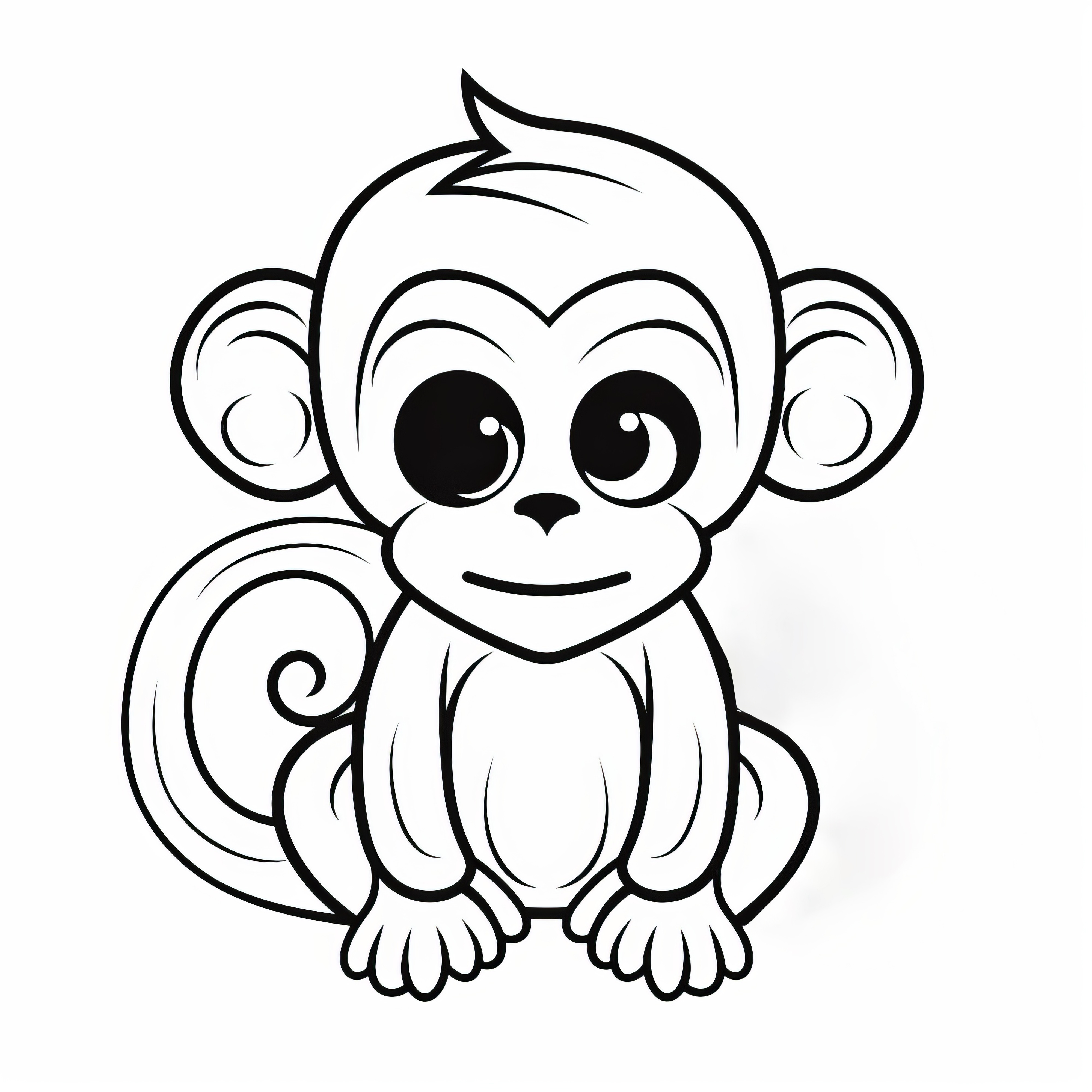 Monyet lucu sebagai contoh gambar mewarnai untuk anak-anak (Gratis)