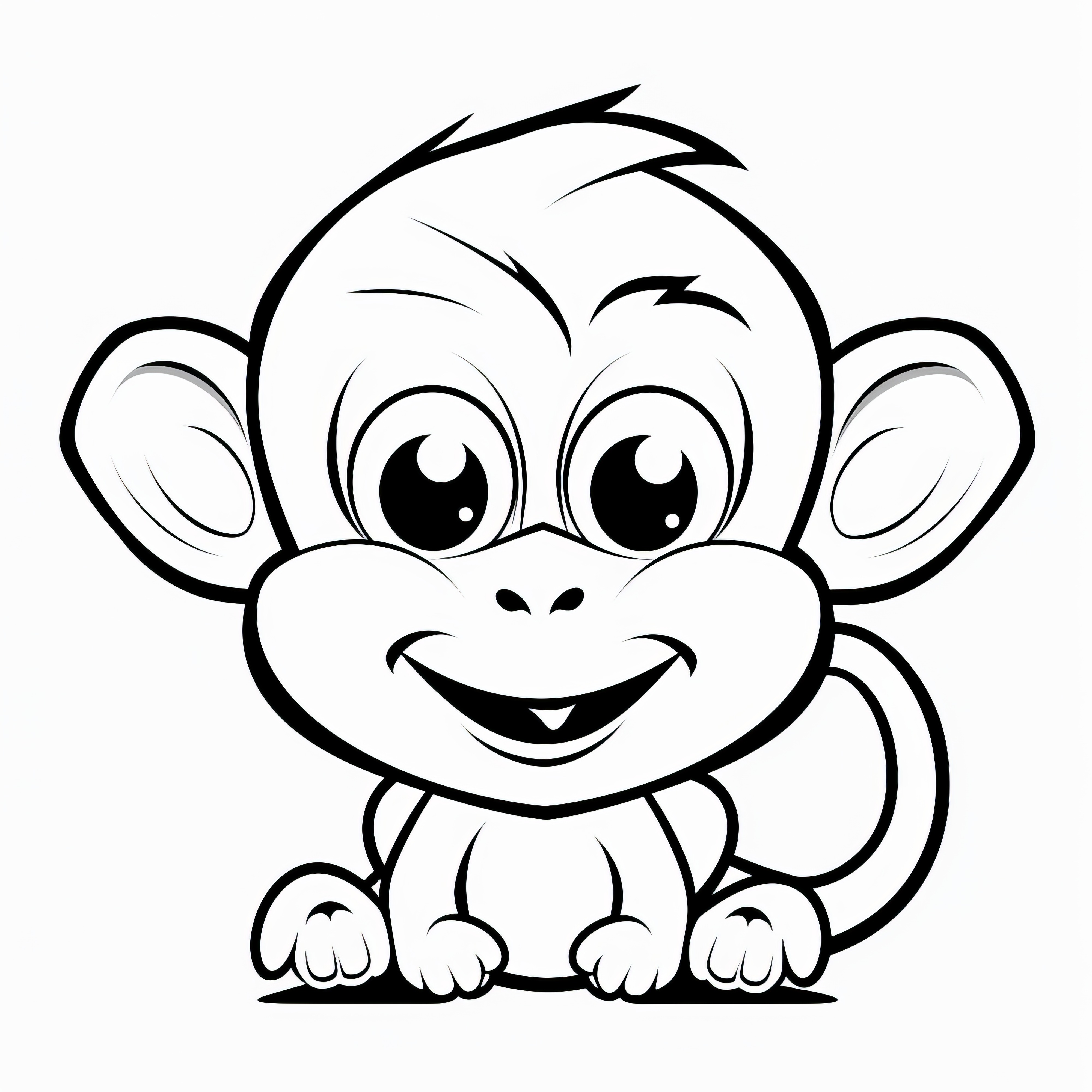 Cheeky monkey with a large head: Picture to color (Free)