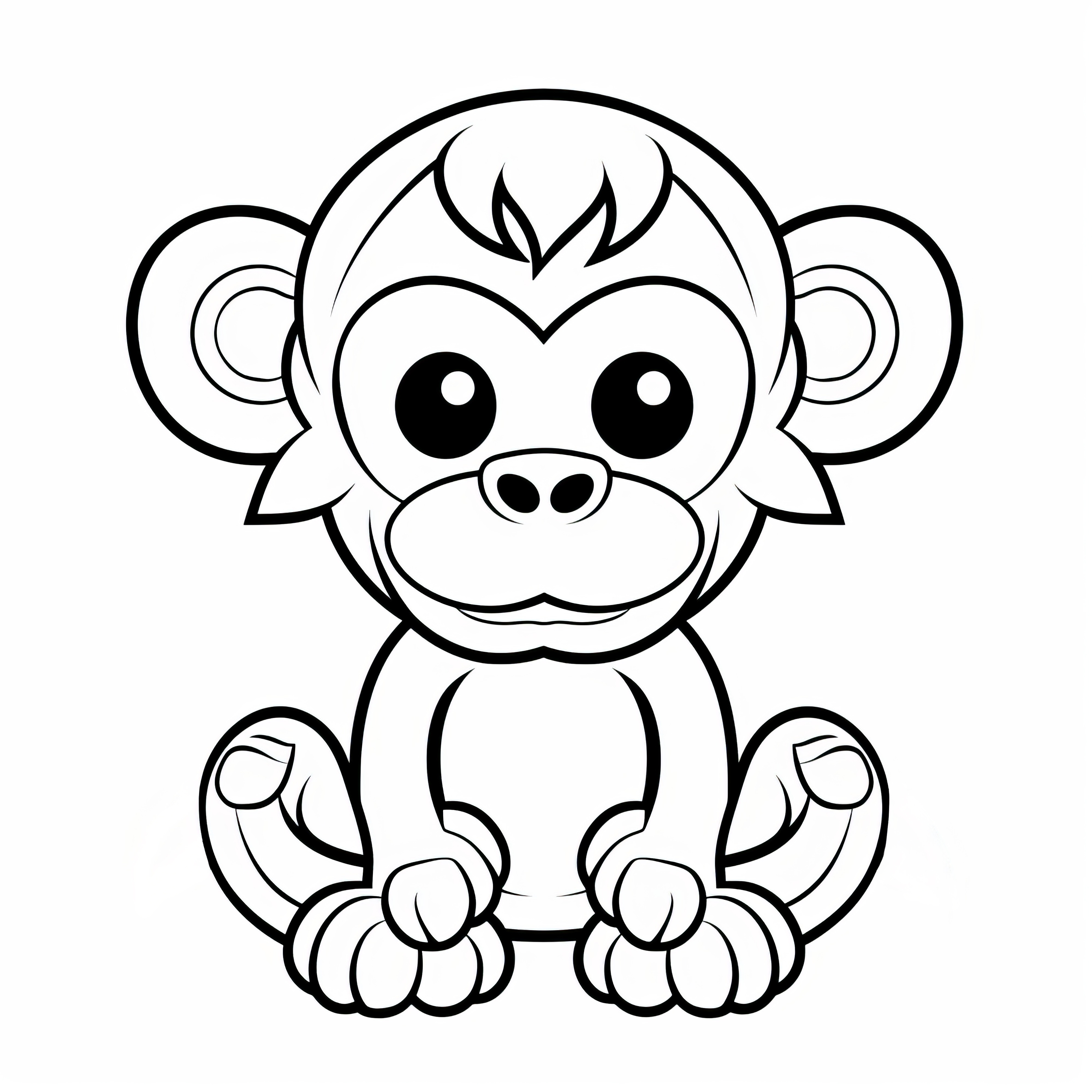 Little monkey: Simple coloring page (Free)
