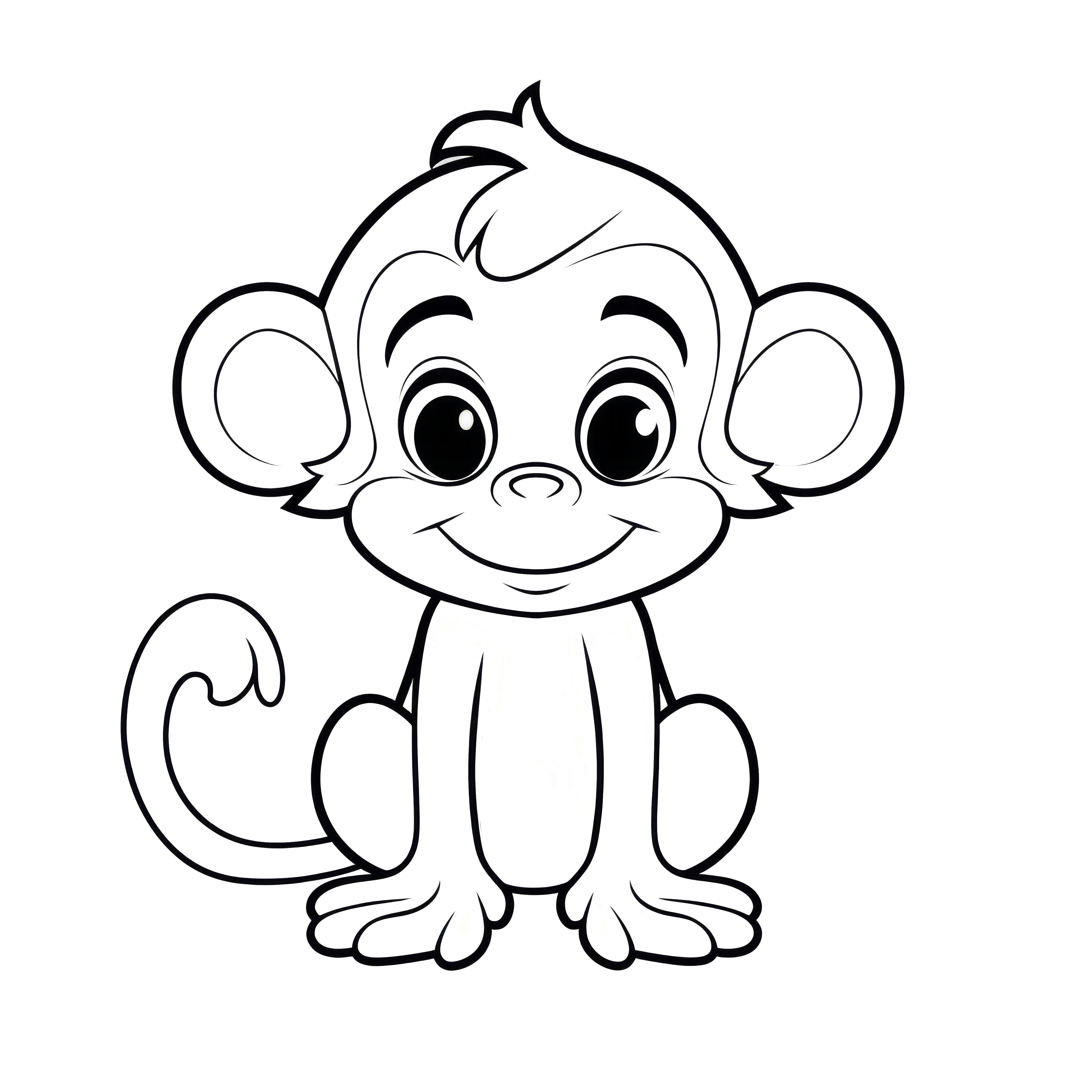Funny monkey: Simple coloring picture for kids (Free)