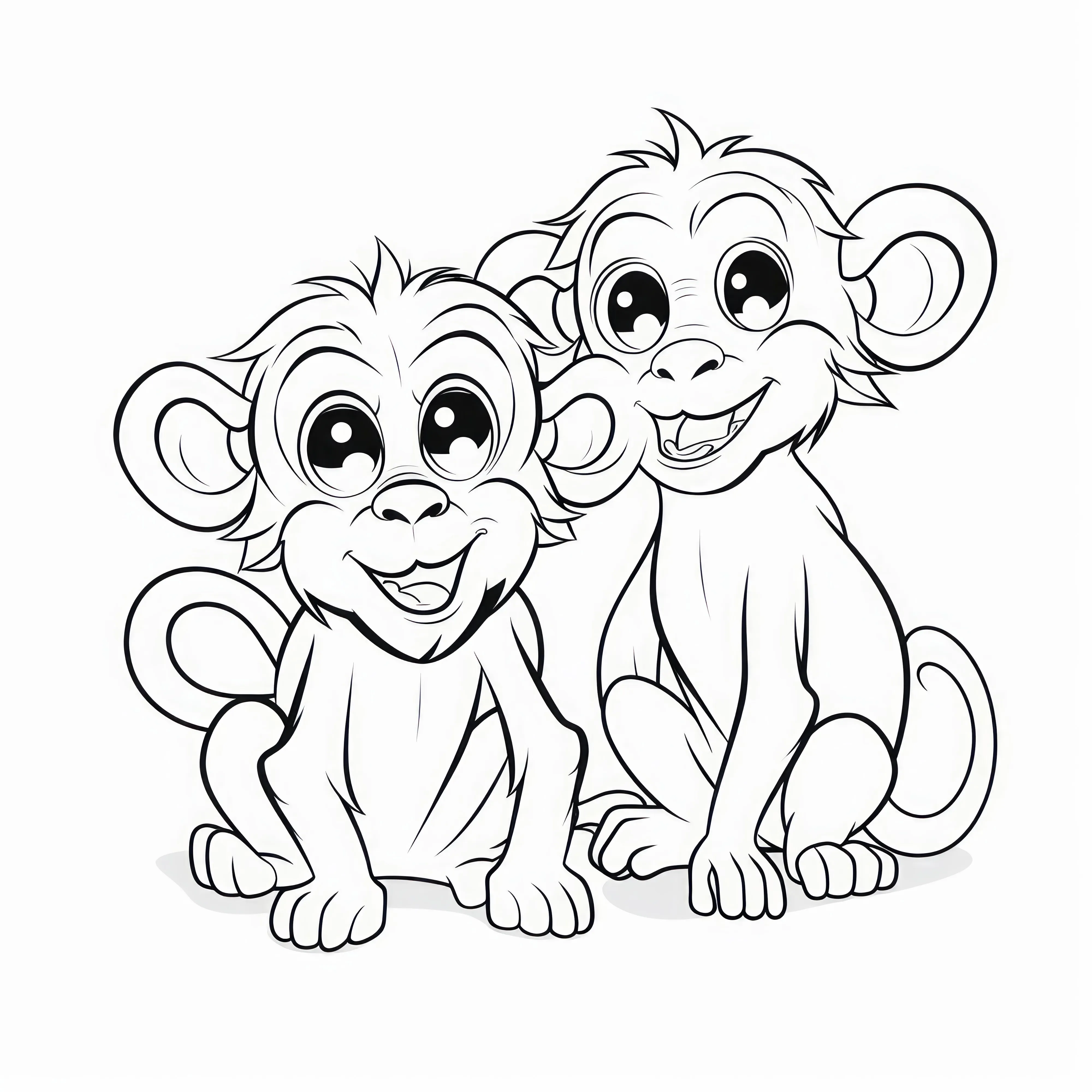 Two Funny Monkeys: A Coloring Page for Free