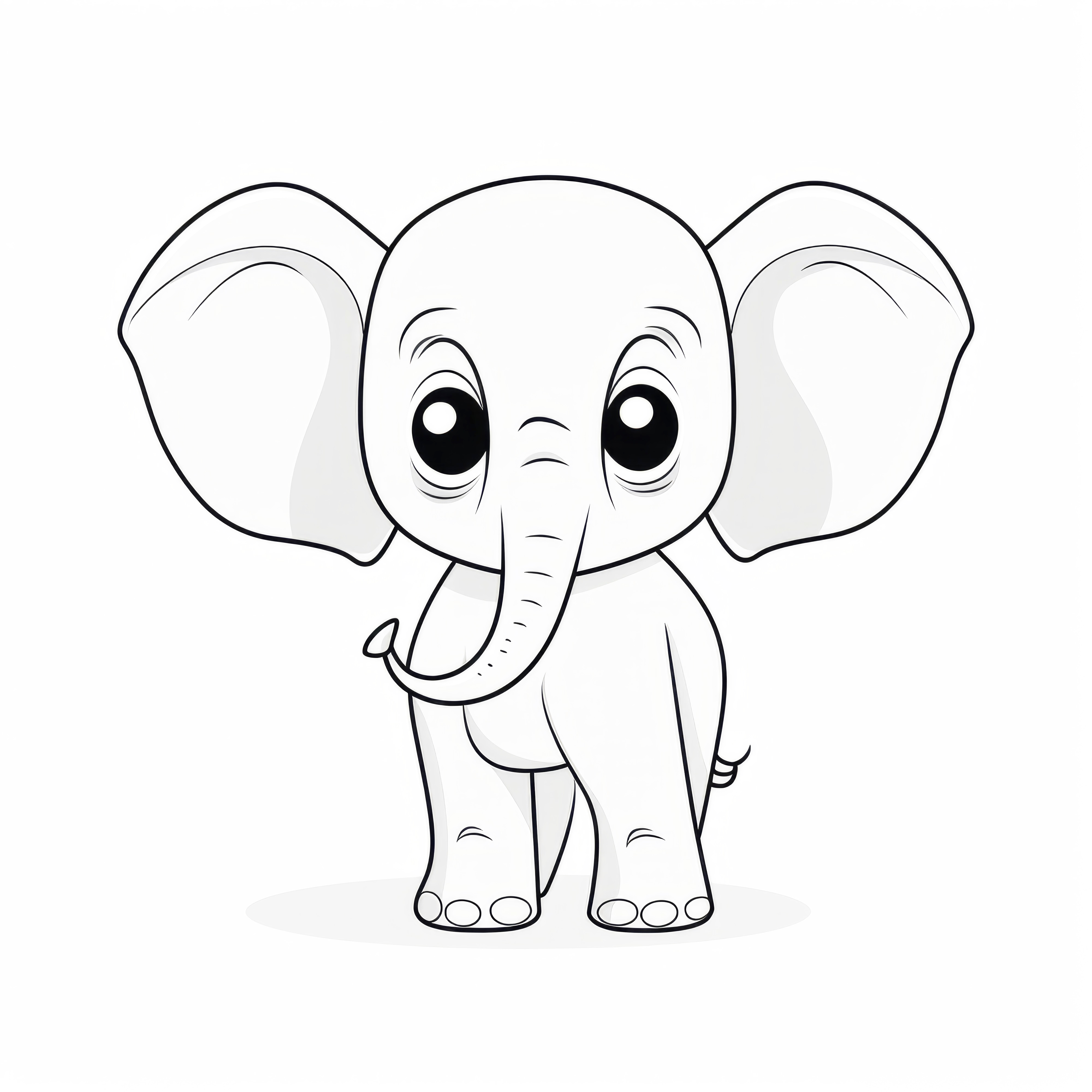 Cute elephant with a small trunk: Simple coloring template for children (Free)