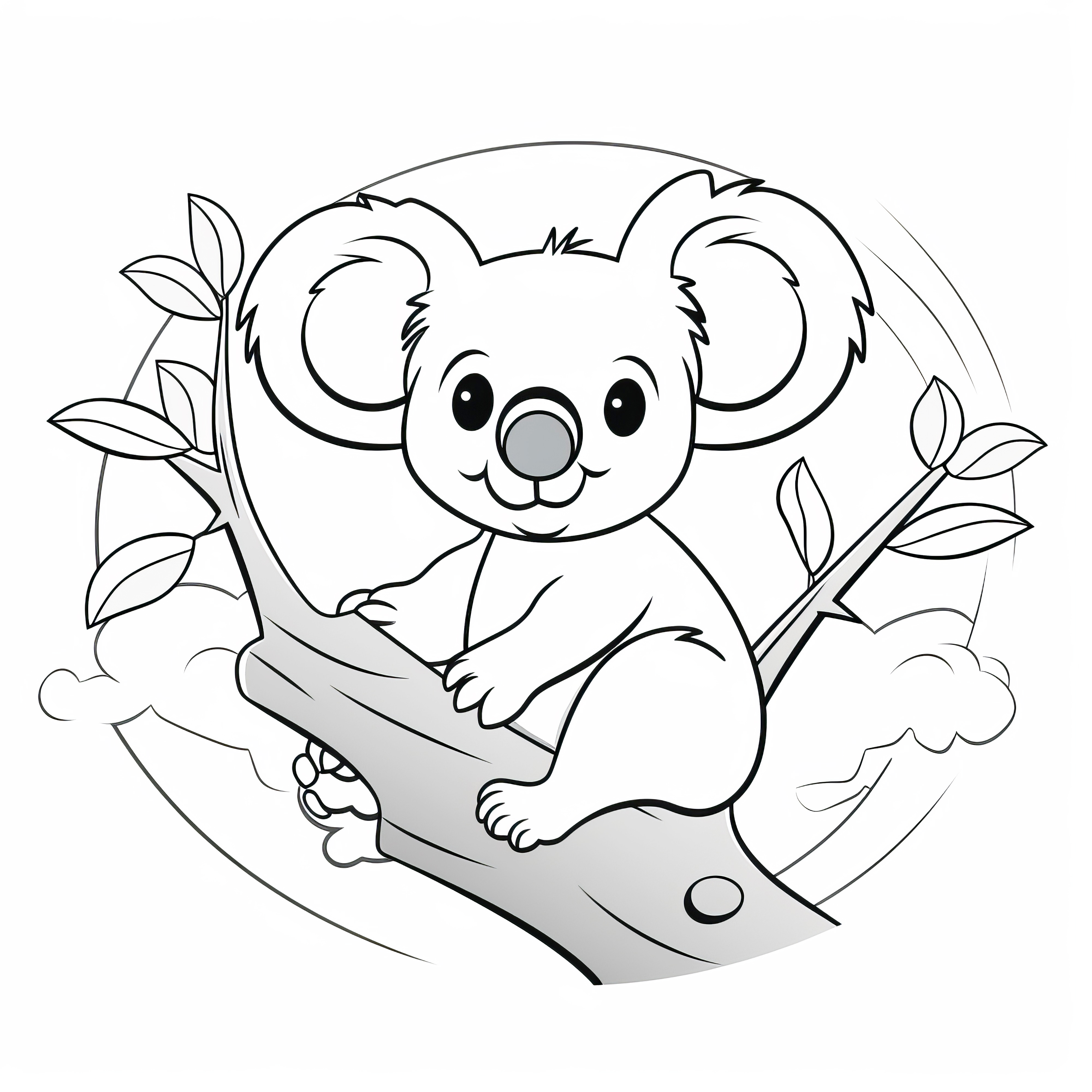 Priateľský koala sedí na vetvičke: Výtlačok zadarmo na stiahnutie