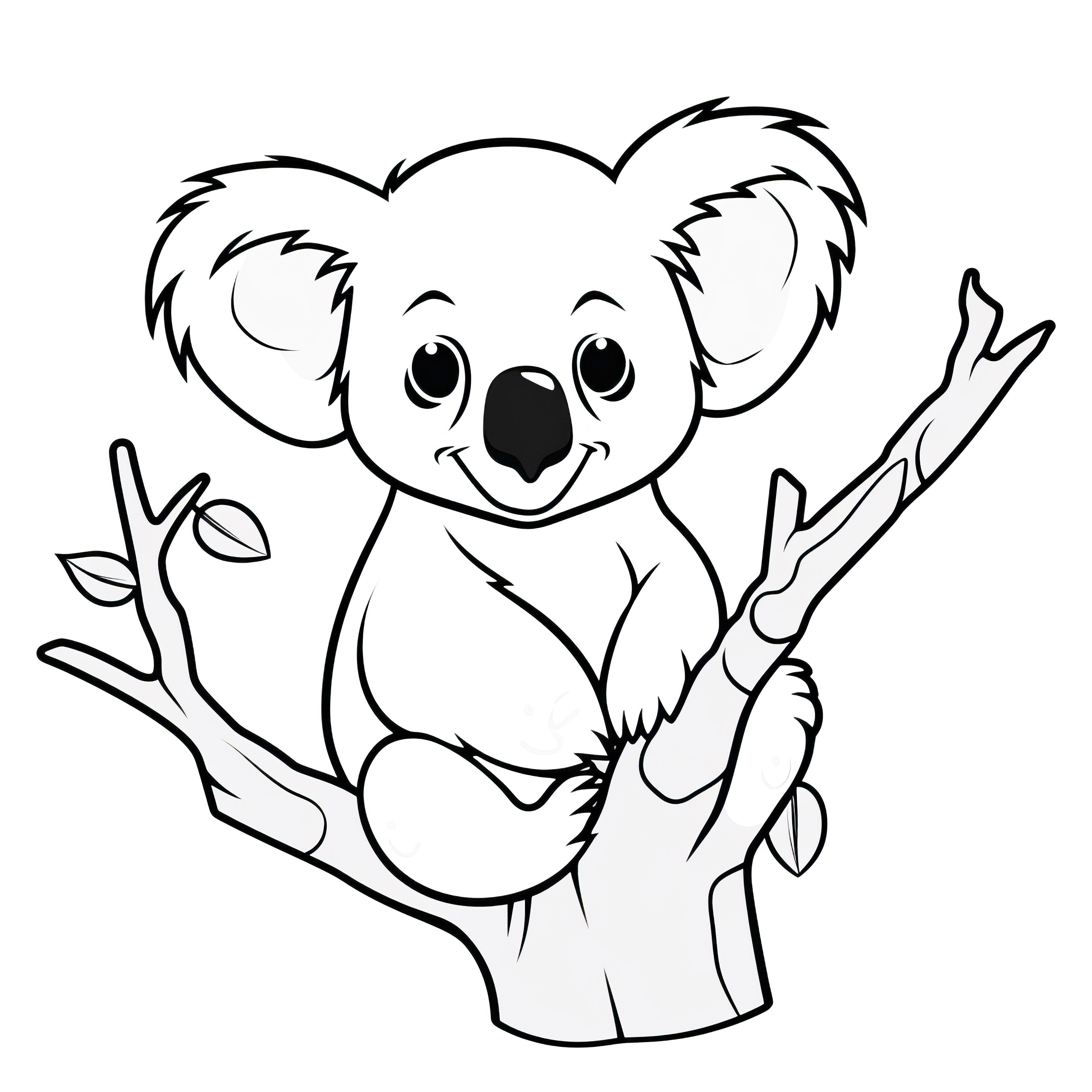 木の上のコアラ：子供のためのシンプルなぬり絵（無料）