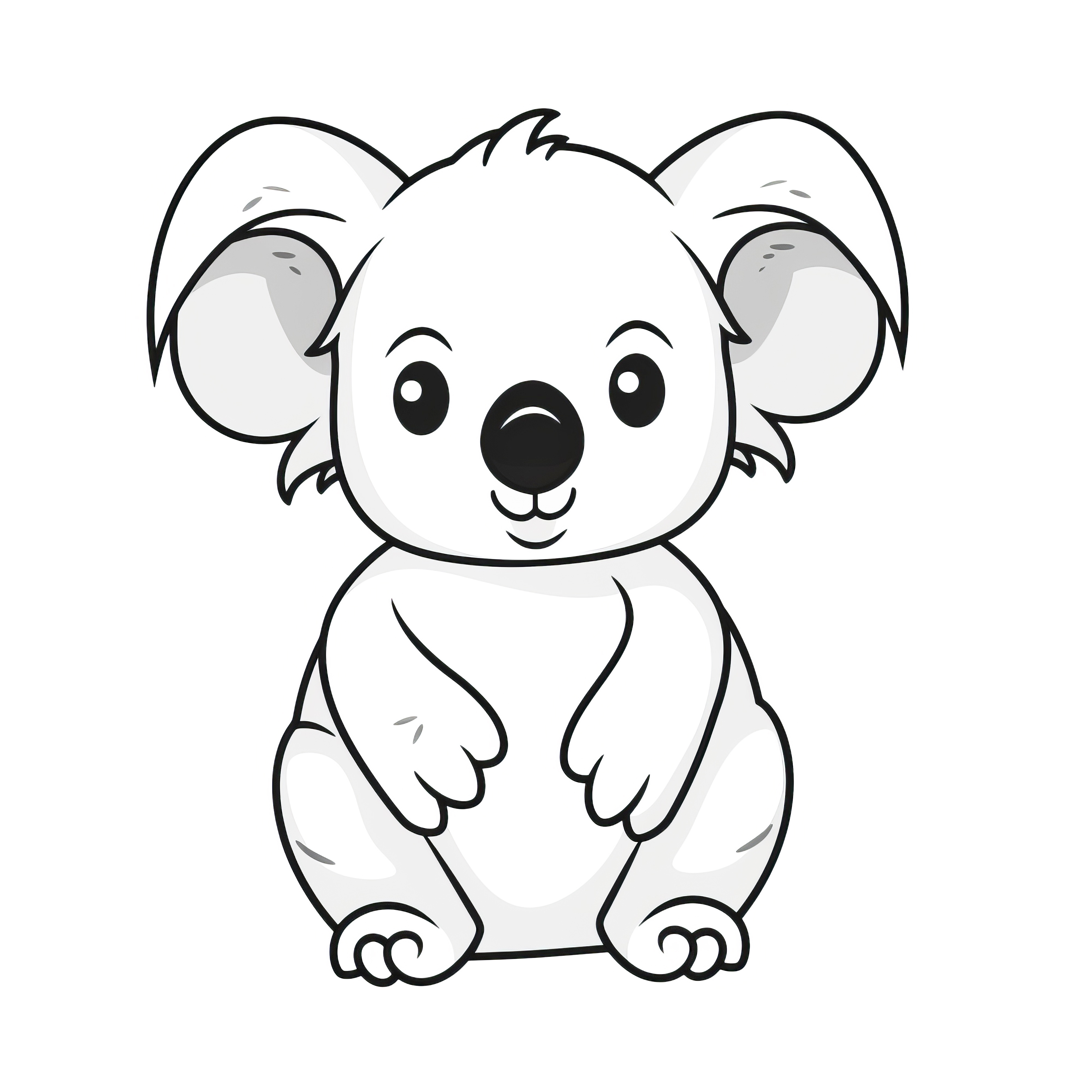Friendly koala: Simple coloring picture without background (Free)