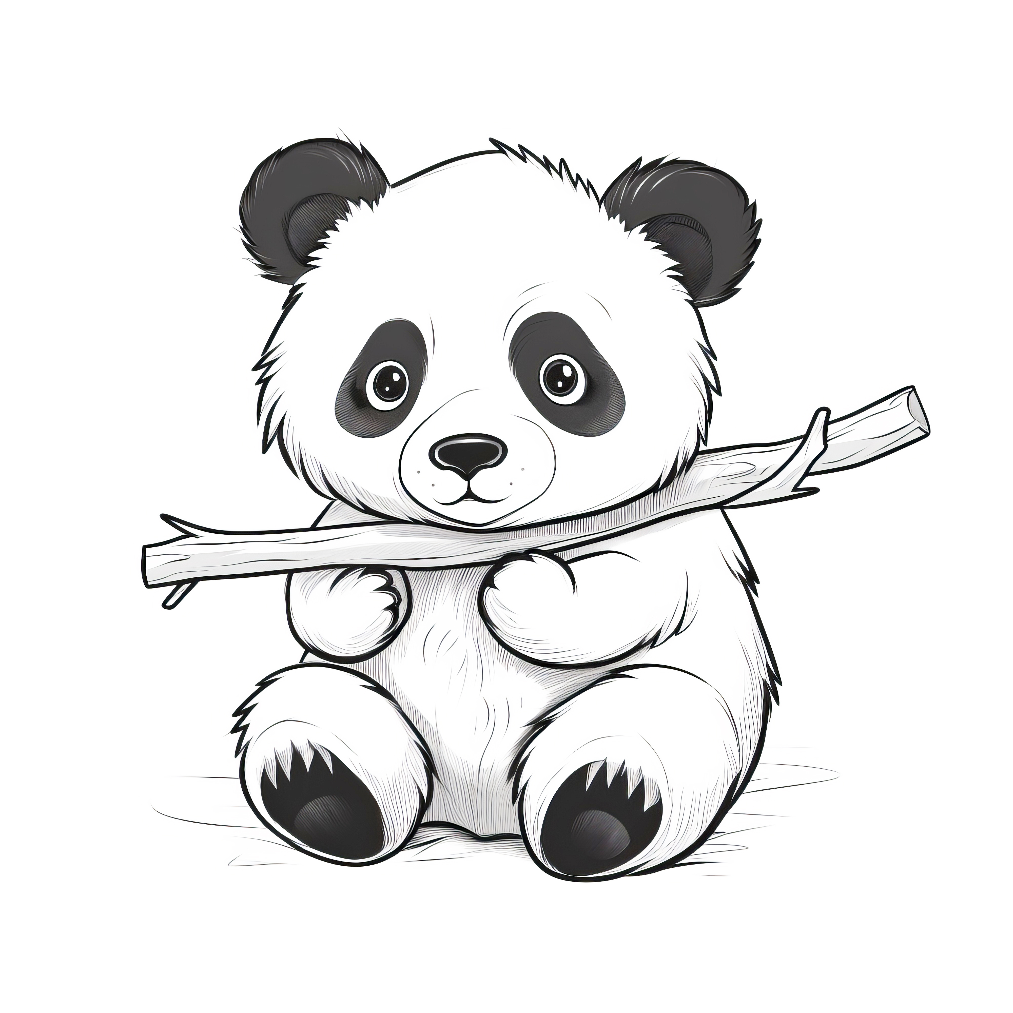 Cute panda with big eyes: coloring page available for free download