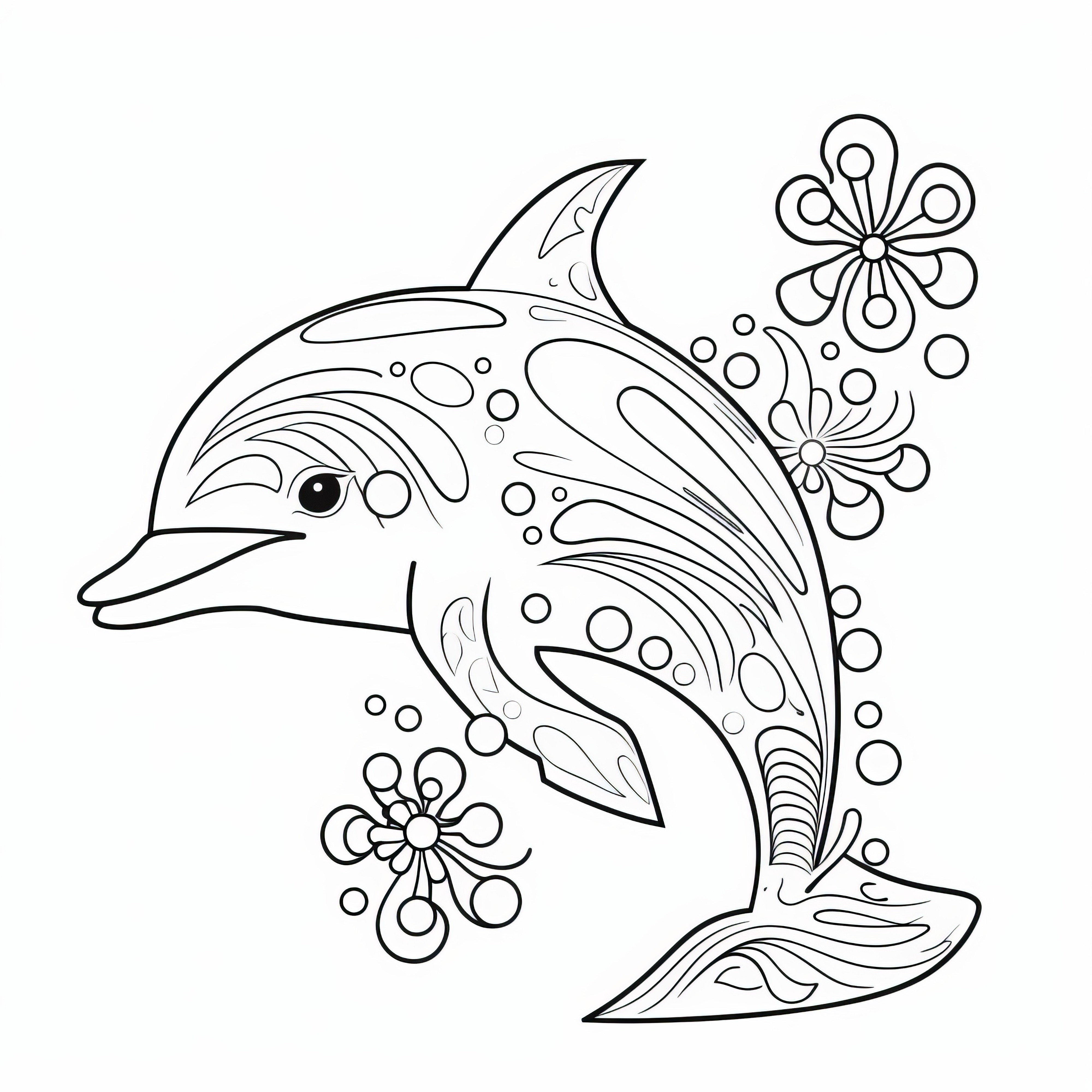 Dolphin with intricate elements: Coloring picture available for free download
