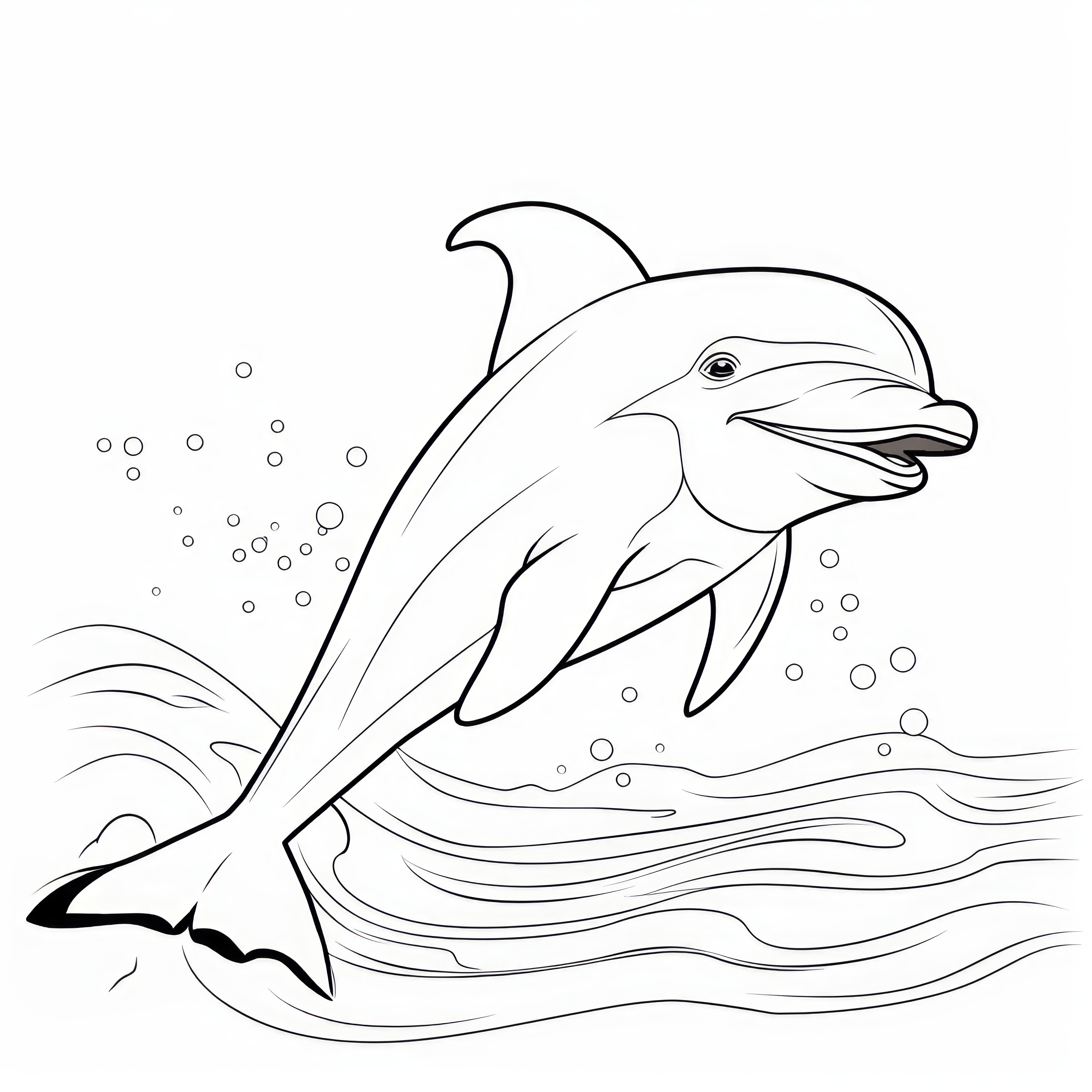 Playful dolphin jumping out of the water: Coloring page for children (Free)