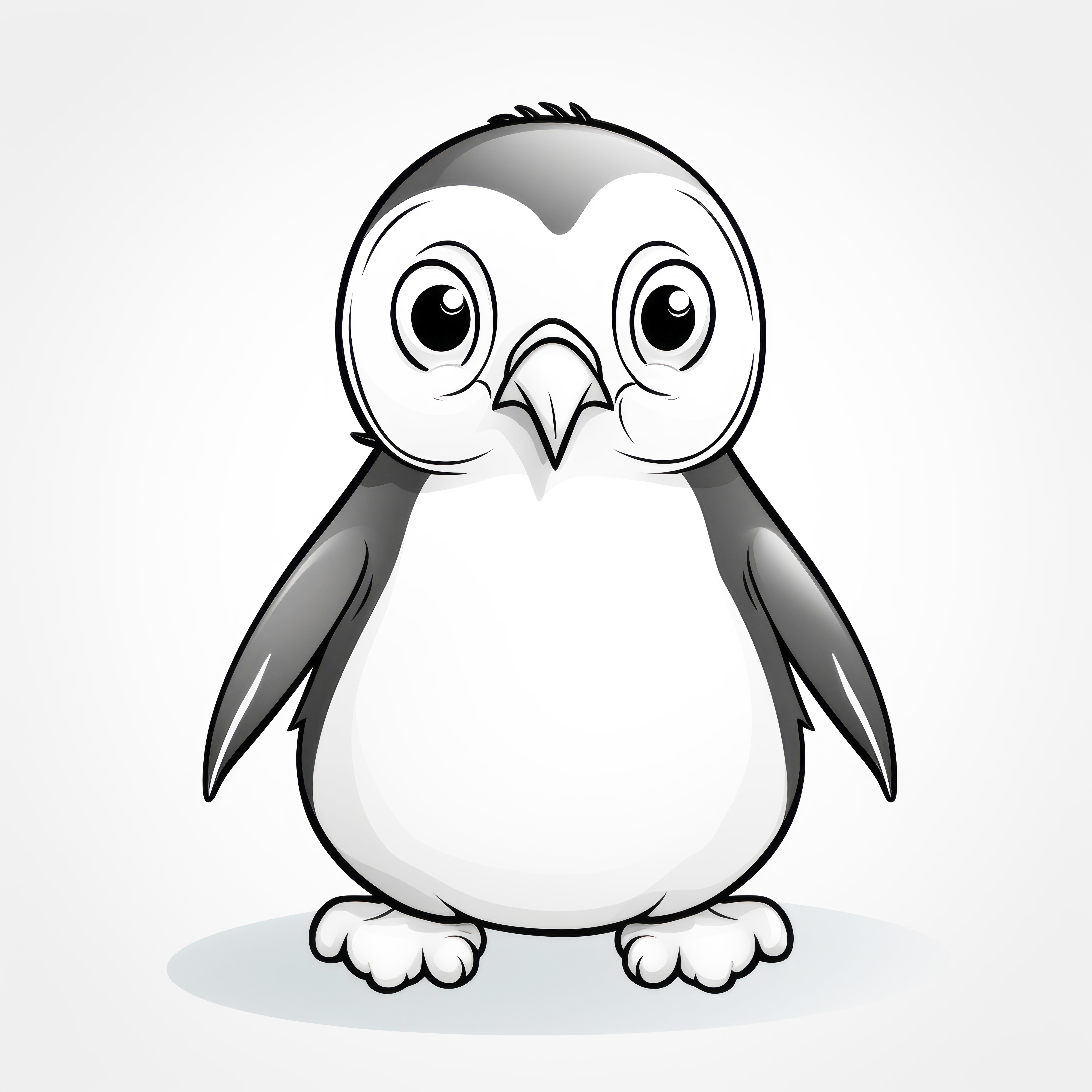 Funny young penguin: Simple coloring page without background (Free)