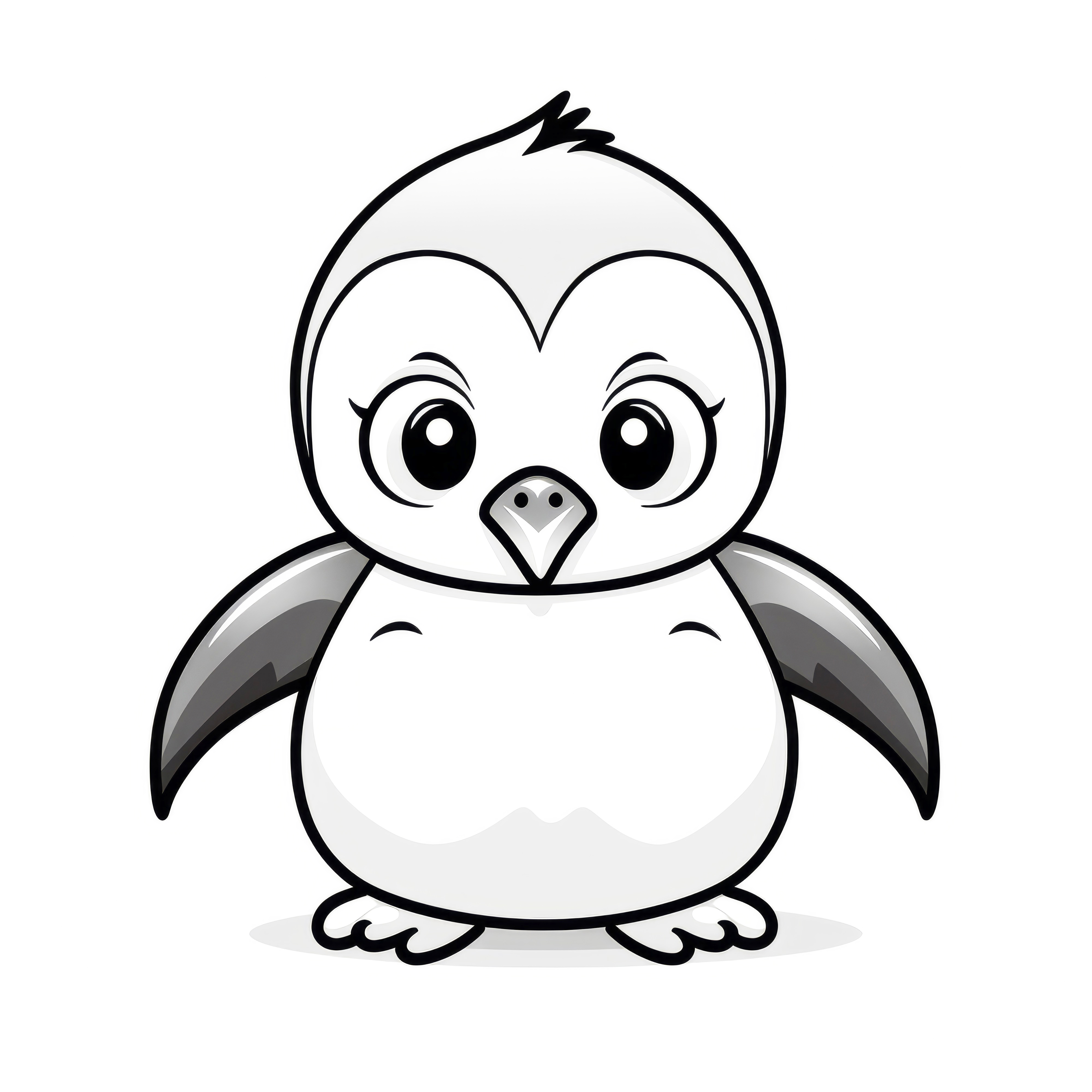 Fluffy penguin: Simple coloring template for children (Free)