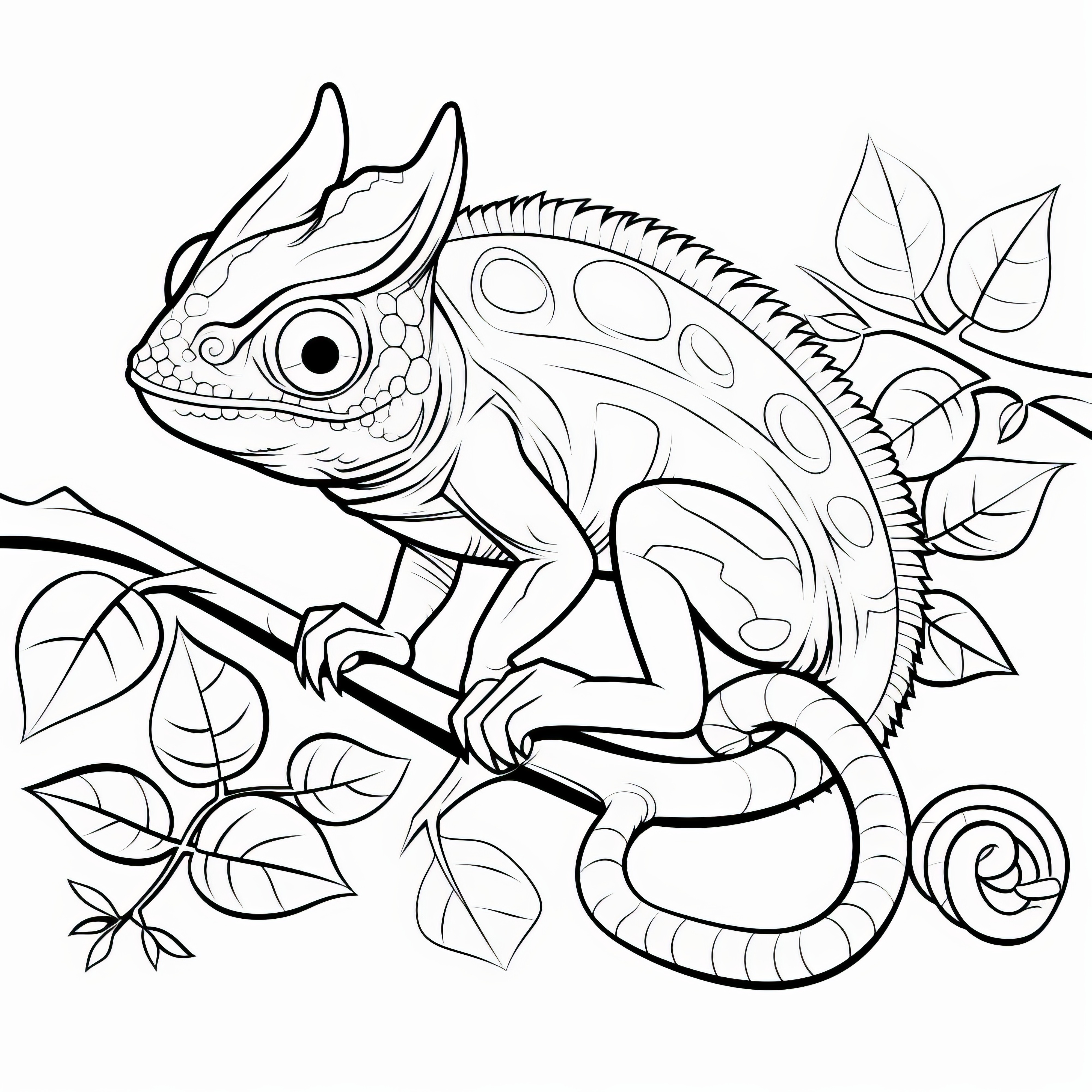 Chameleon on a branch: Download coloring page for free