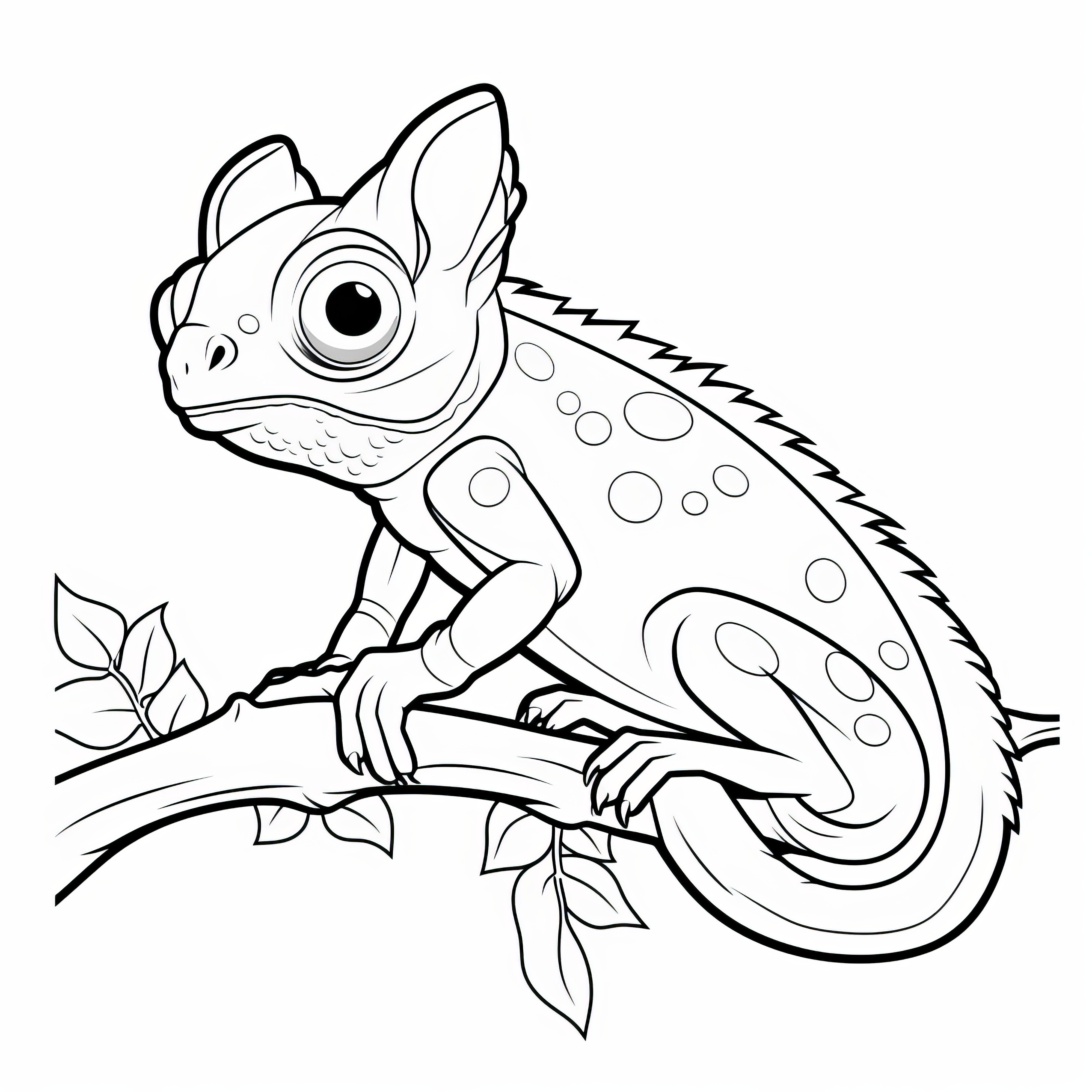 Chameleon na větvi: omalovánka ke stažení (zdarma)