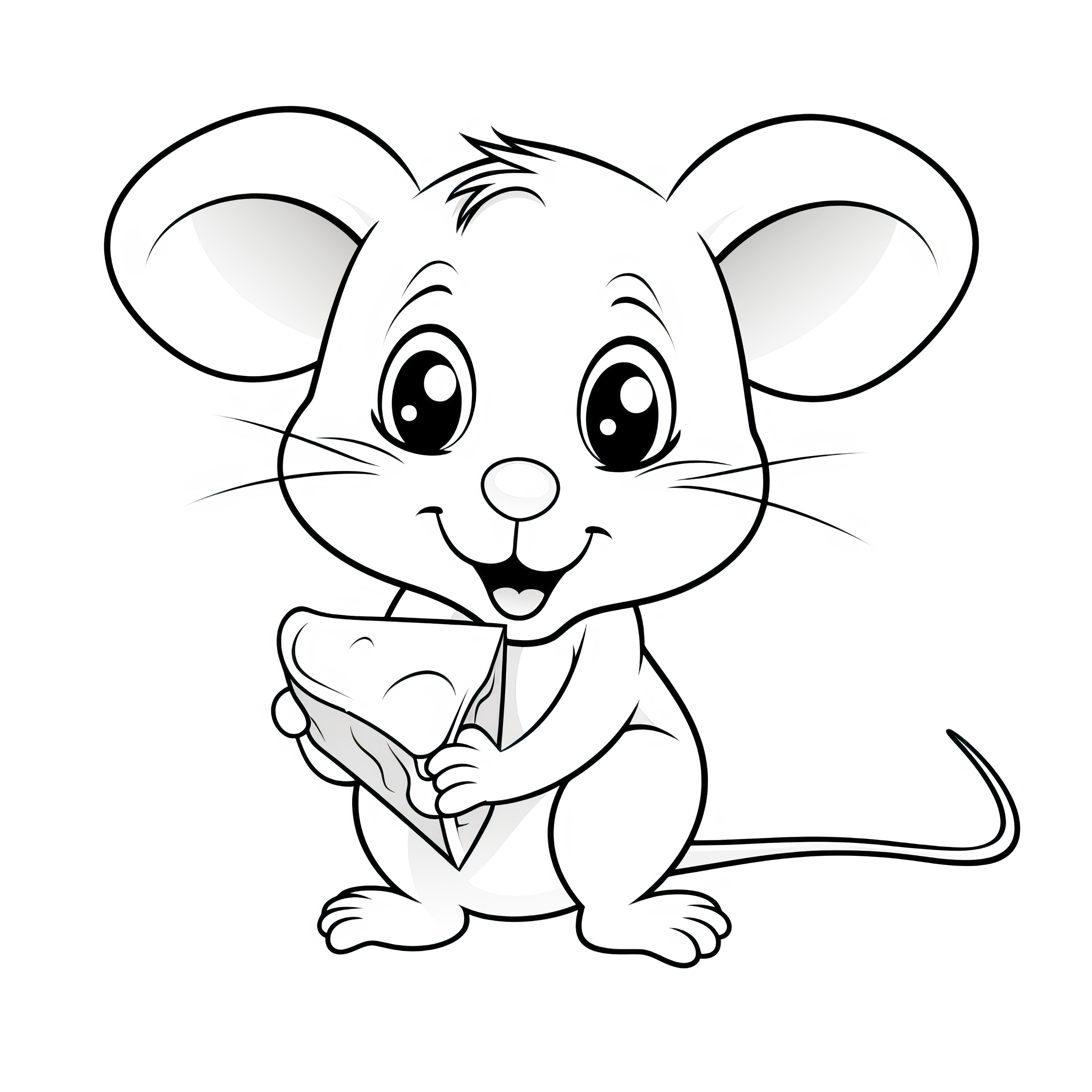 Laughing mouse nibbling on a cheese: Free coloring page