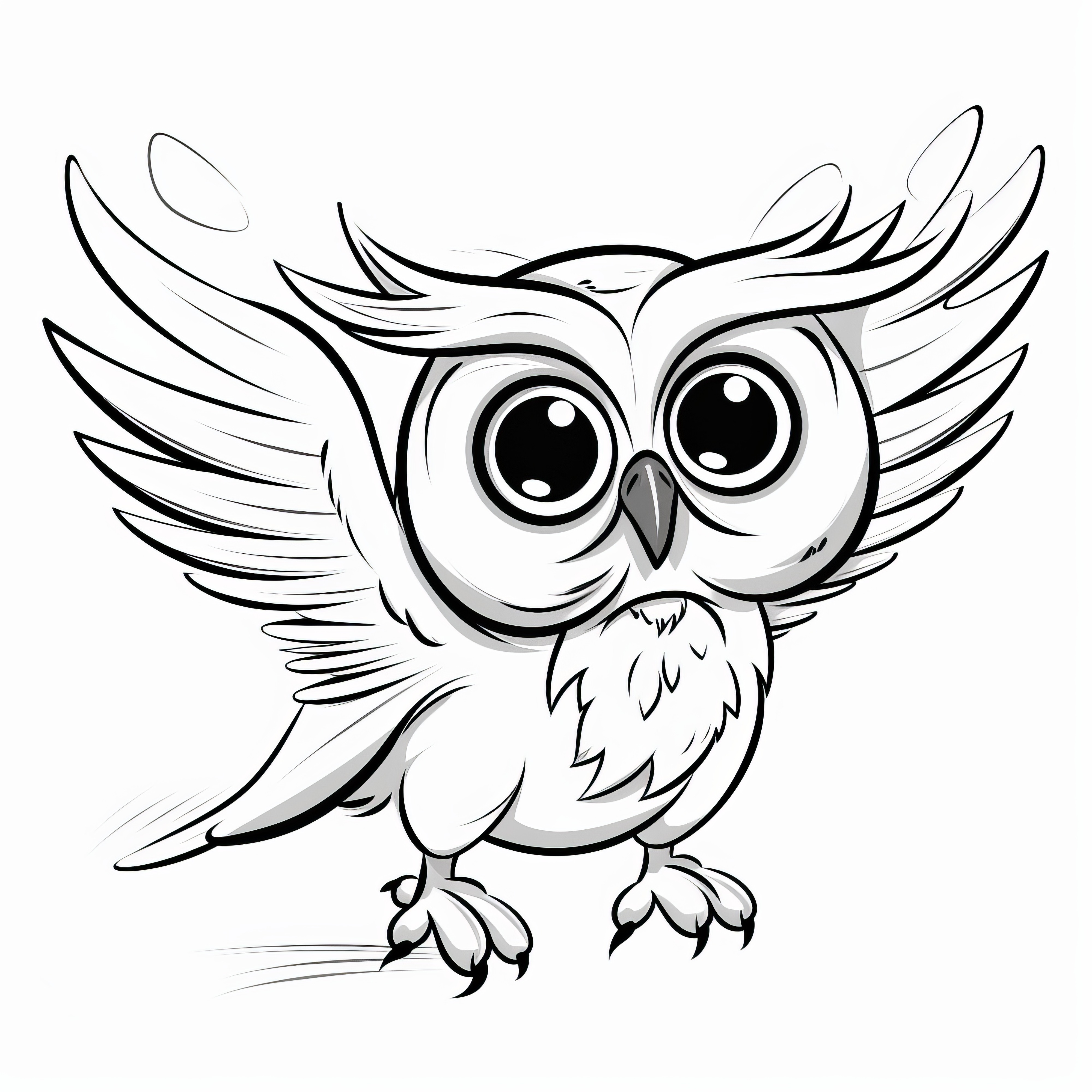 Owl with spread wings approaching: Coloring page free