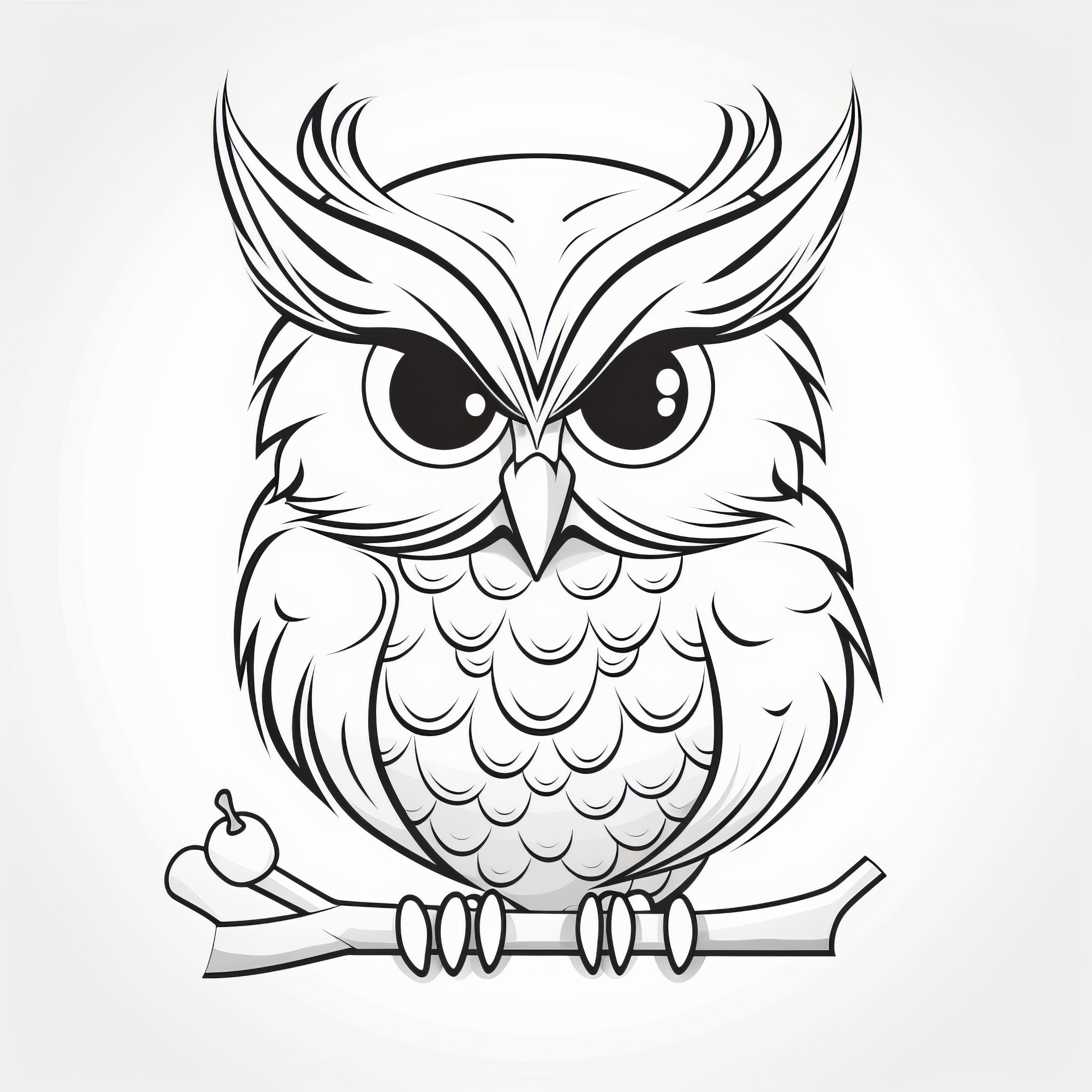 Grumpy owl on a branch: Picture to color (Free)
