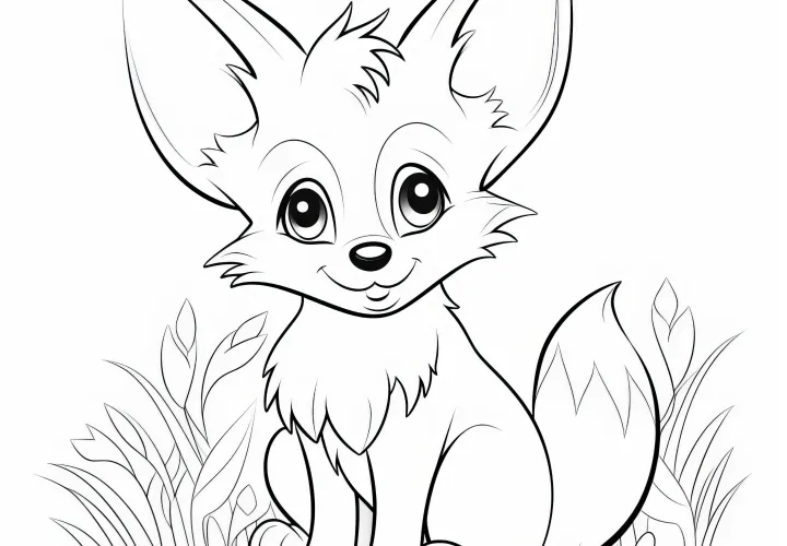 Friendly fox: Simple coloring picture to download (free)