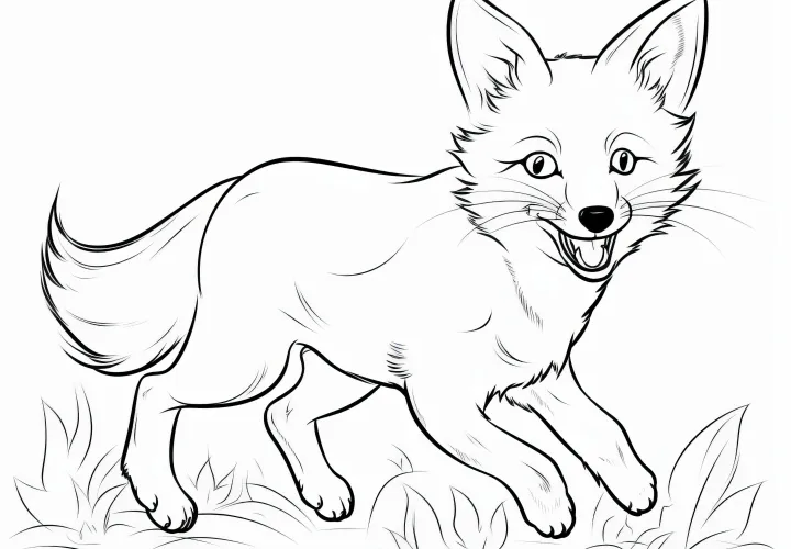 Young fox on the hunt: Picture to color (Free)