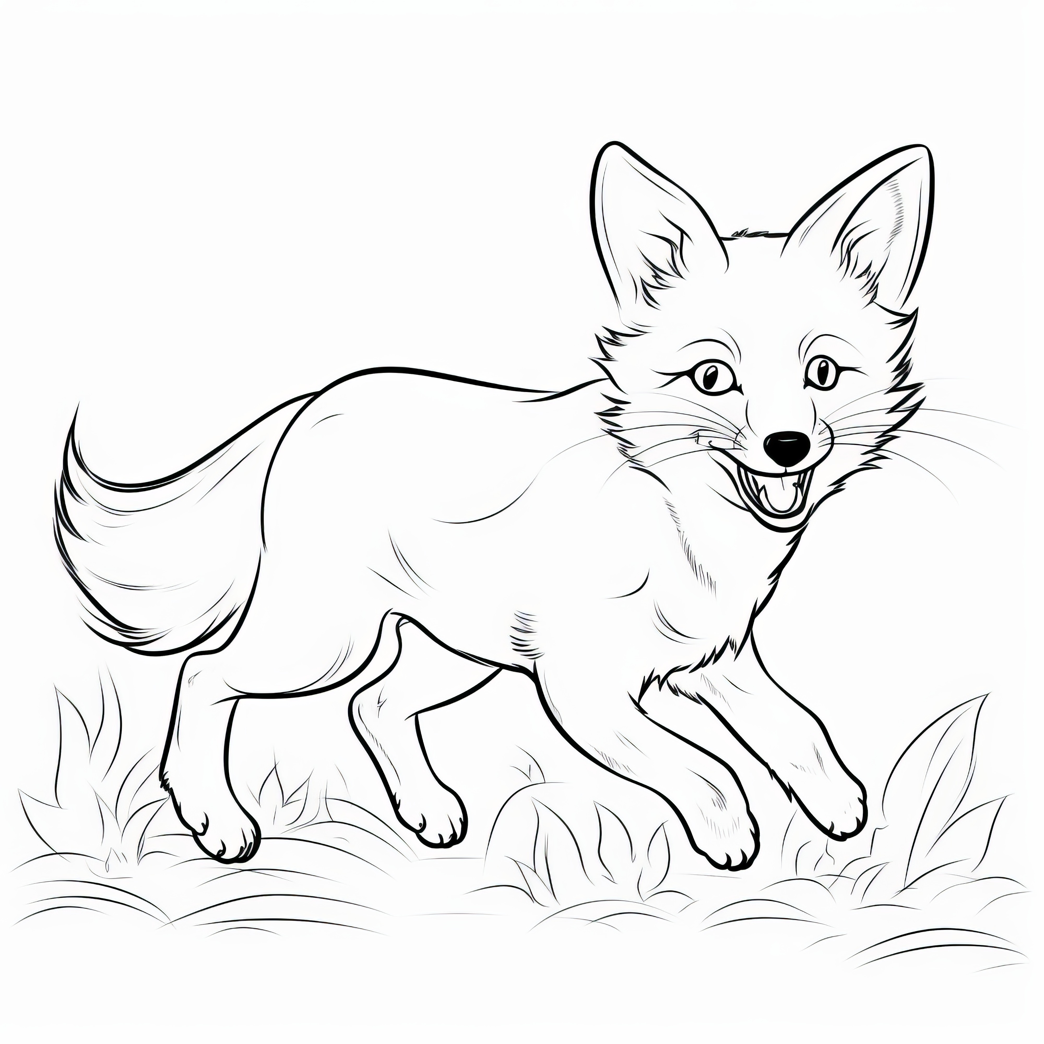 Young fox on the hunt: Picture for coloring (Free)