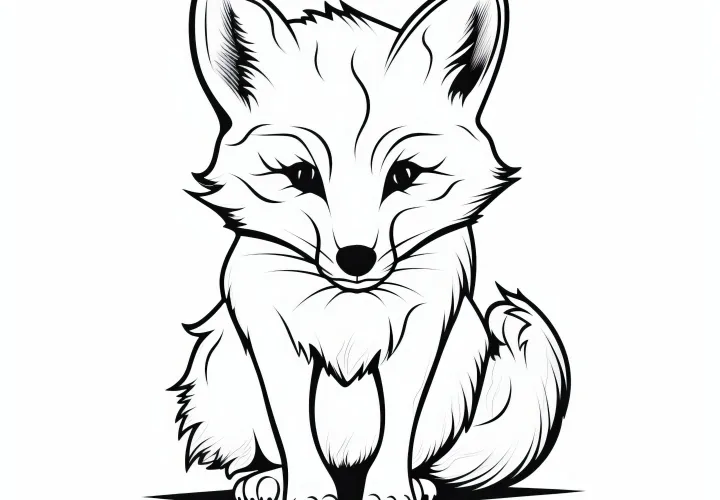 Fox with focused gaze: Simple coloring page without background (Free)