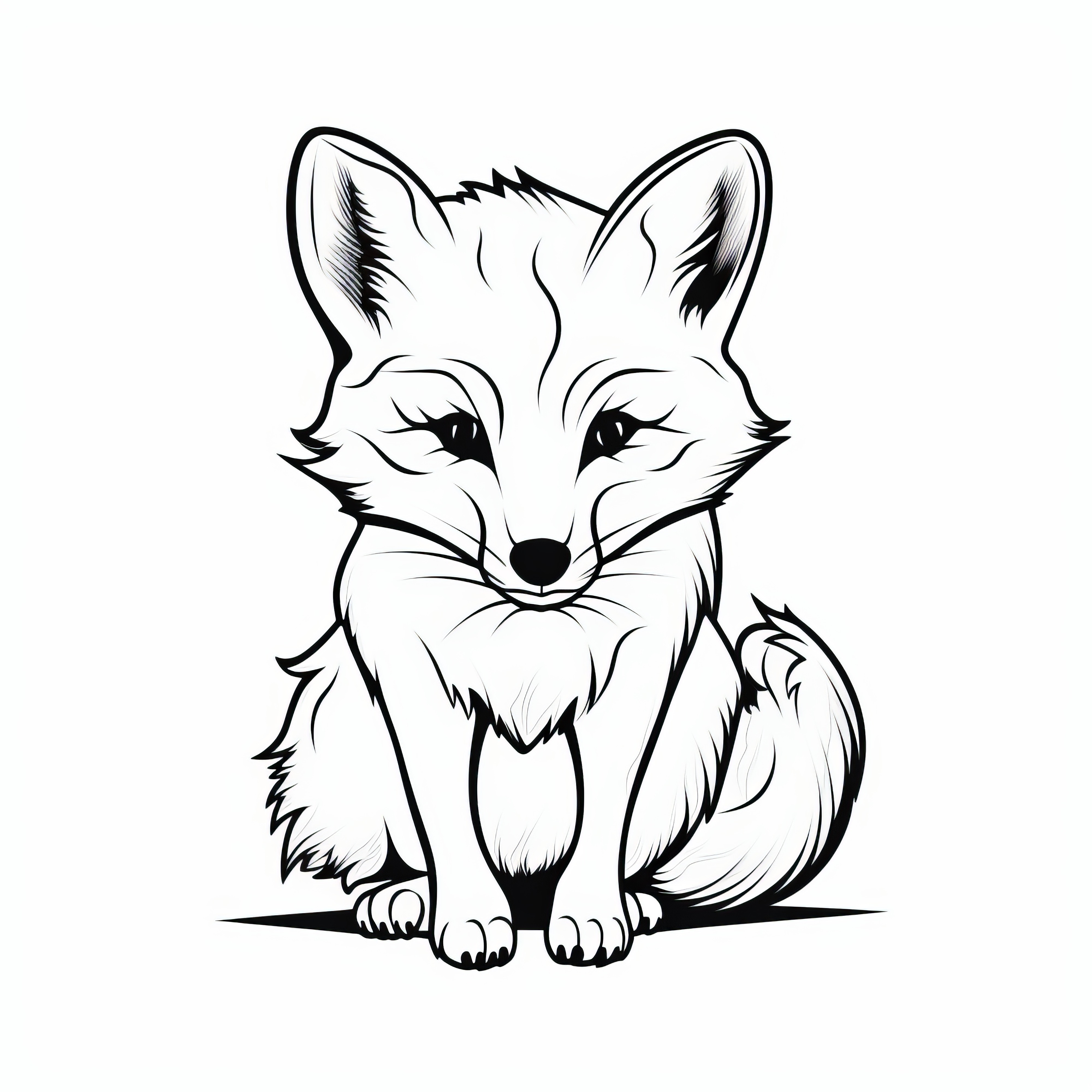 Fox with a focused gaze: Simple coloring page without background (Free)