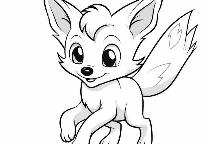 Jumping little fox: coloring page for free download
