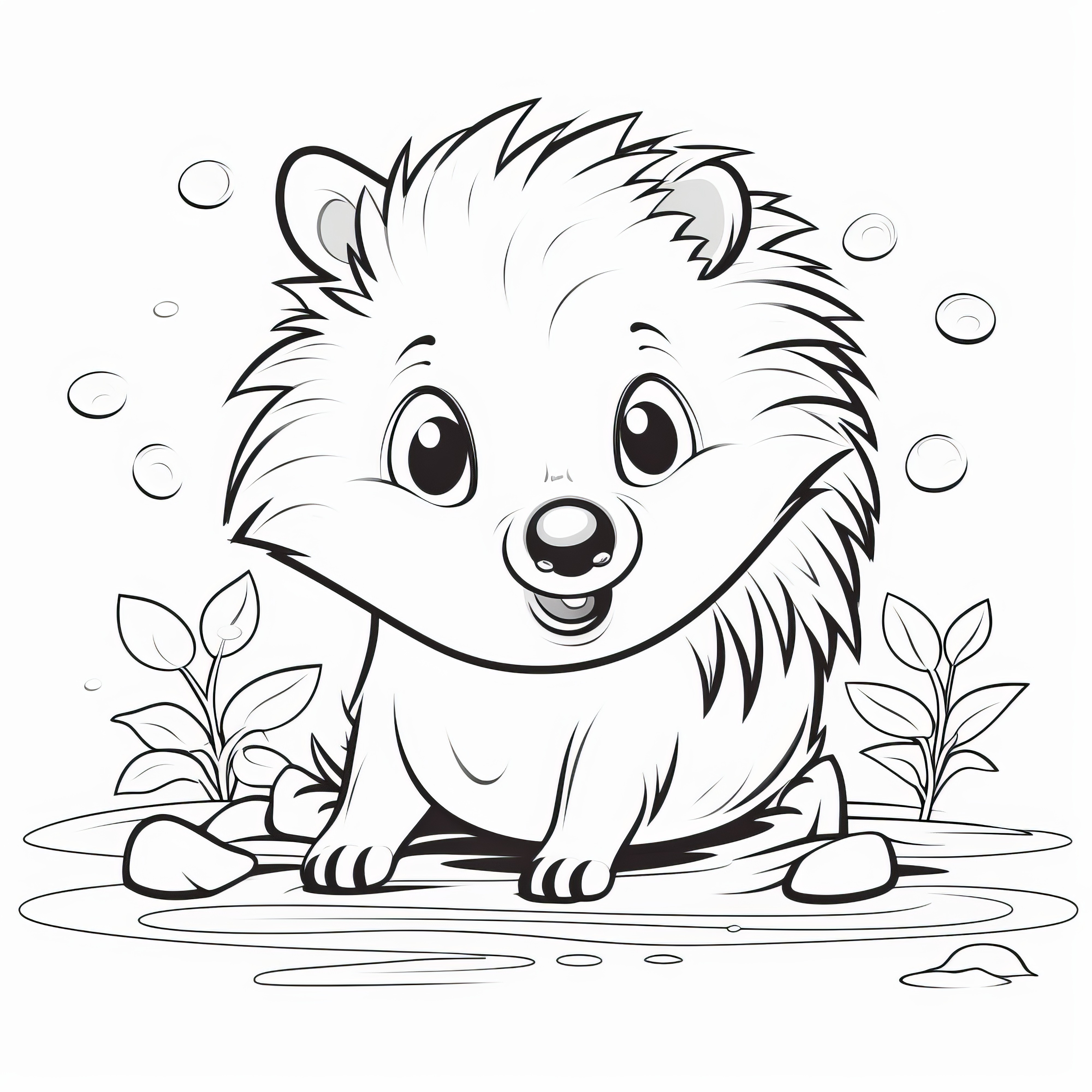 Happy hedgehog: Free coloring picture for download